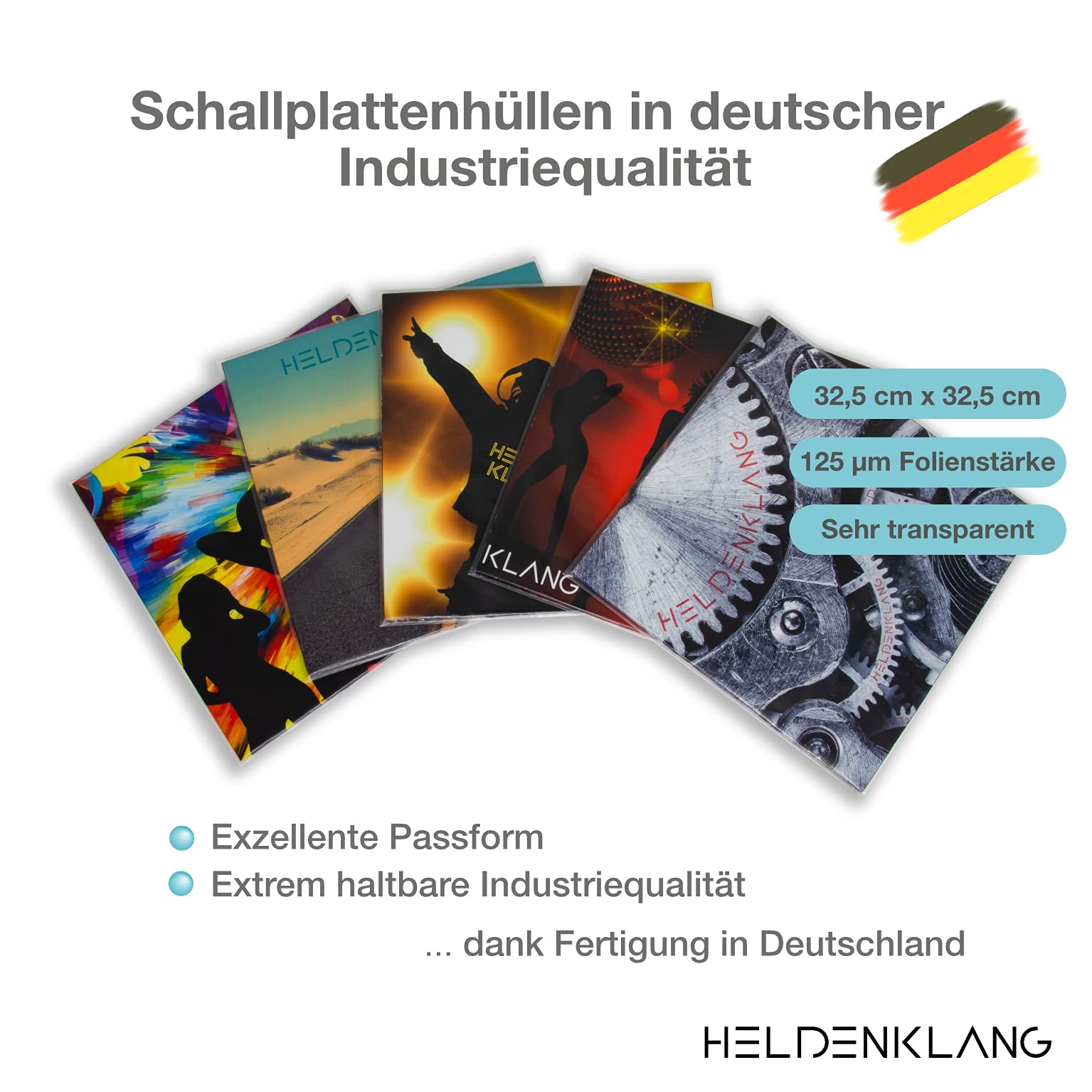 Custodie per dischi in vinile da 12", extra spesse, molto trasparenti, prodotte in Germania, 100 pezzi