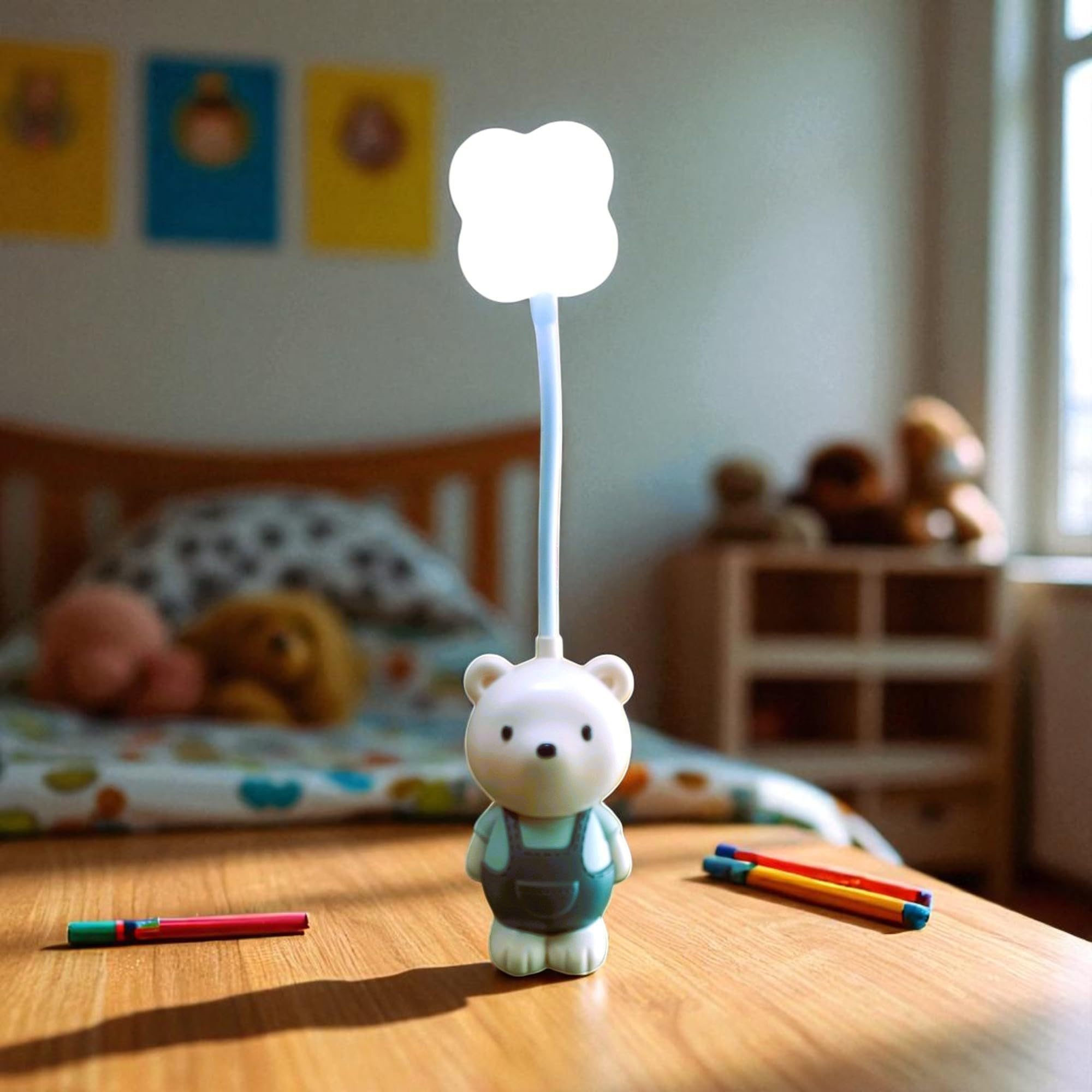 Cute Bear LED Desk Lamp- Rechargeable, Adjustable Neck, Warm White Light, Nursery/Kids Room Decor-image-28