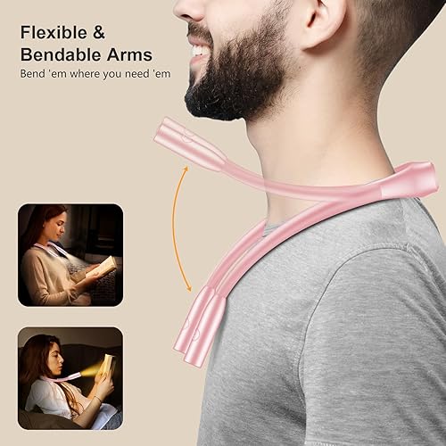 Miniatura 64 de Gritin Luz LED de lectura para cuello, luz de libro para leer en 3 colores, brillo regulable, brazos flexibles, más de 80 horas de tiempo de Negro