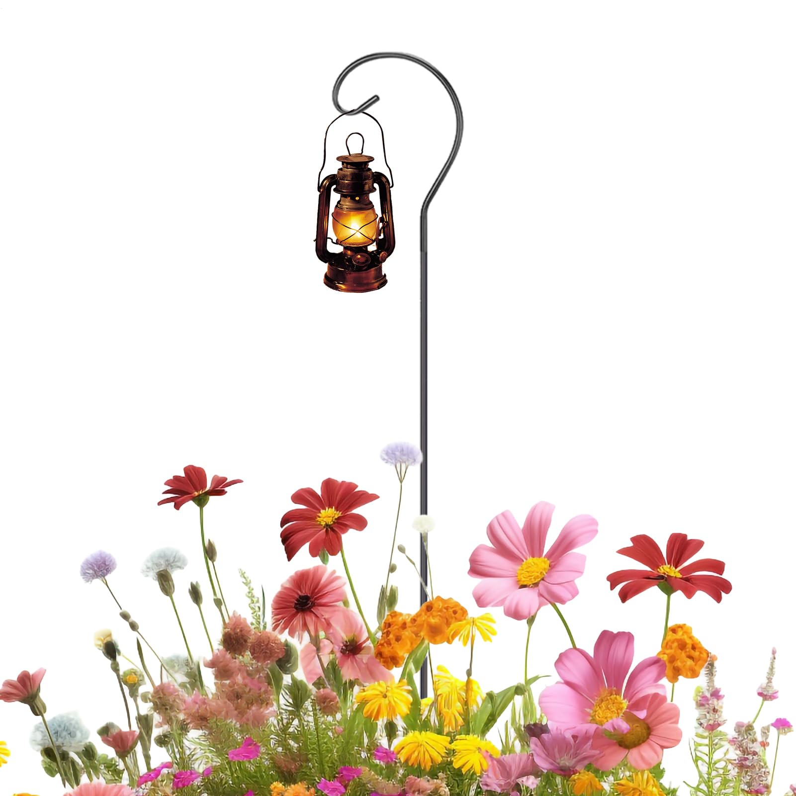 Shepherd Hooks, 24 Inch Adjustable Bird Feeder Pole, Tall Garden Hook Stand, Outdoor Metal Hanger, Solar Light Plant Birdhouse Wind Chime Wreath Holder, Backyard Decor Accessory