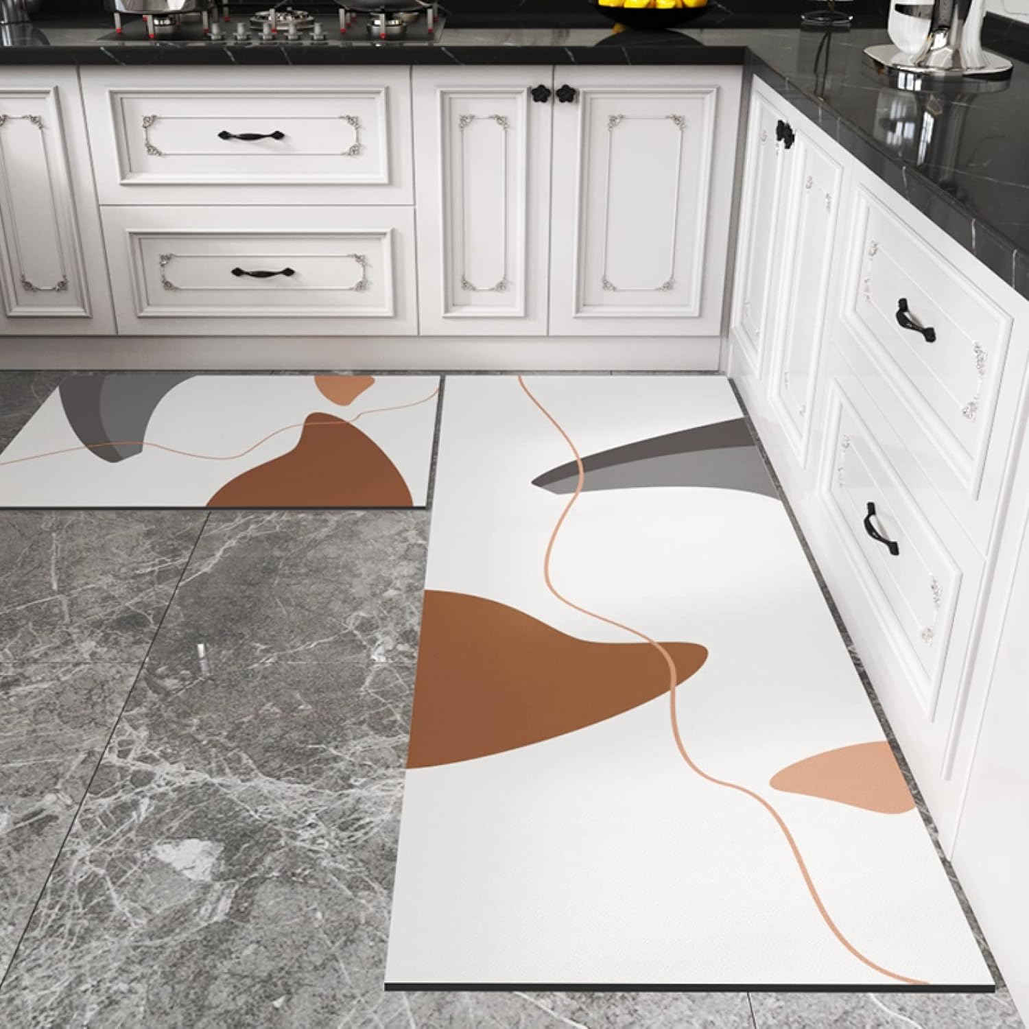 キッチンマット すべり止め あらえる 柄 かわいい 50*120CM 台所マット おしゃれ 北欧 防水 防ダニ カラー 抗菌防臭 ず