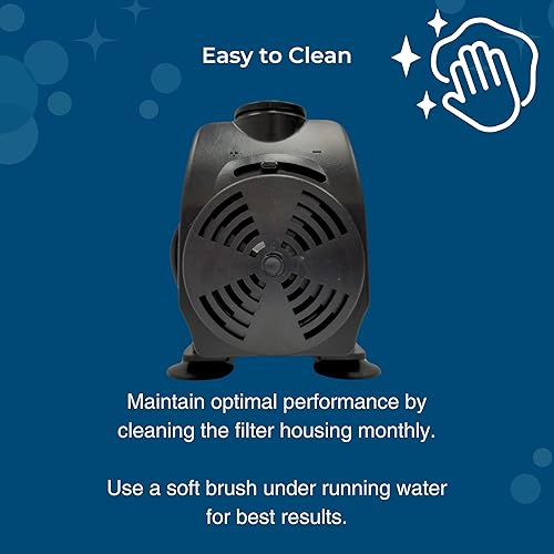 Miniatura 6 de Teamson Home Bomba de agua sumergible ajustable de 635 GPH de 50 W con un cable de alimentación de 6 pies y 3 boquillas diferentes para peceras,