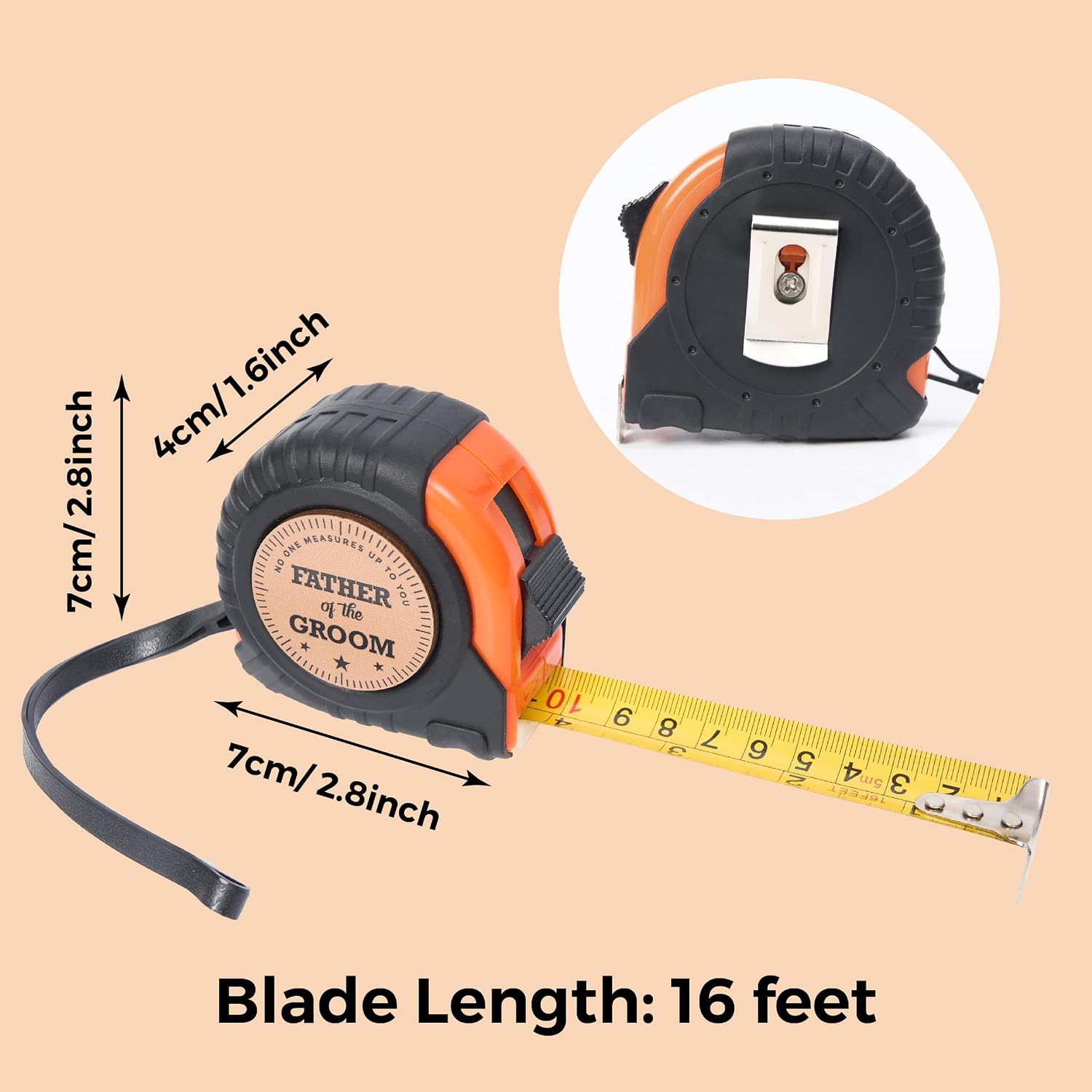 Father of The Groom Gifts, Wedding for Dad from Son Daughter, Bride Groom, Fathers Gifts from Daughter Wedding Day, Measuring Tape 16 ft Stocking Stuffers for Dad, Retractable Digital Carpenter Tool