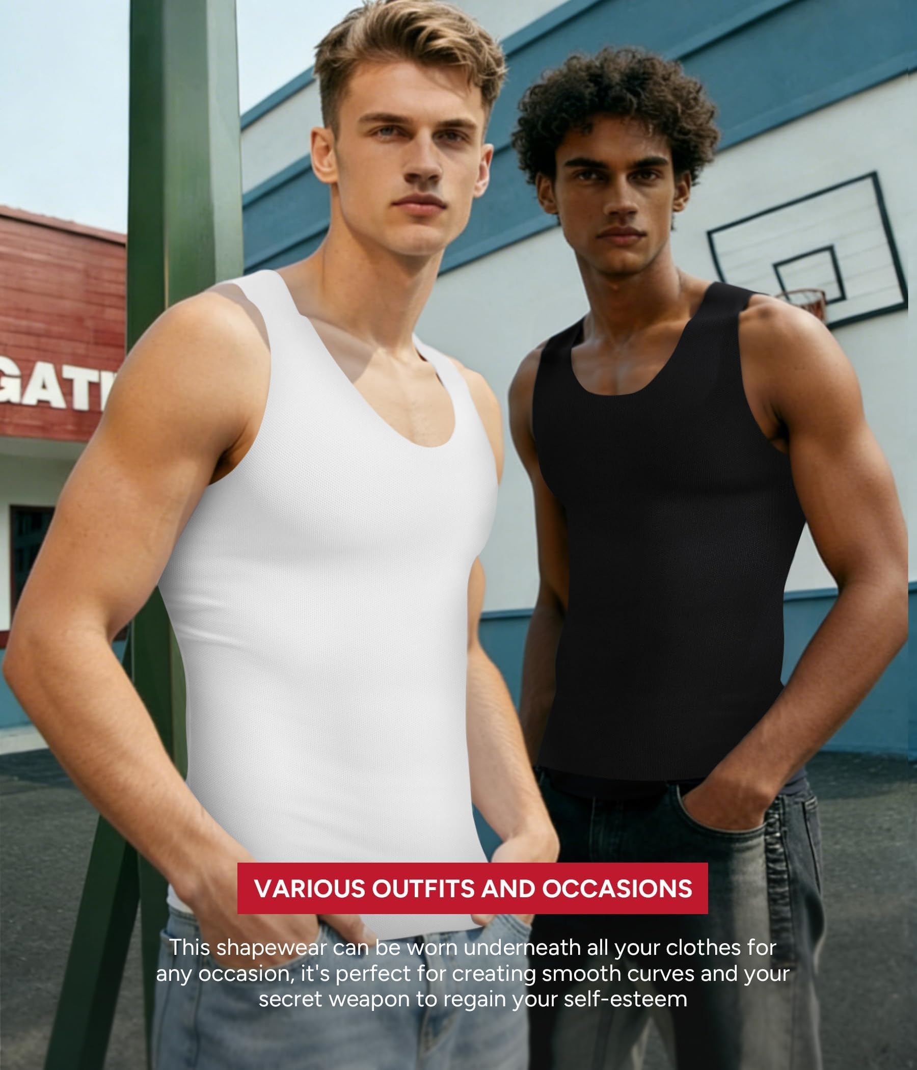 Nebility Débardeur de Compression Homme Maillot de Corps Gaine Ventre Plat T Shirt Minceur Body Gainant sous-vêtements sans Couture