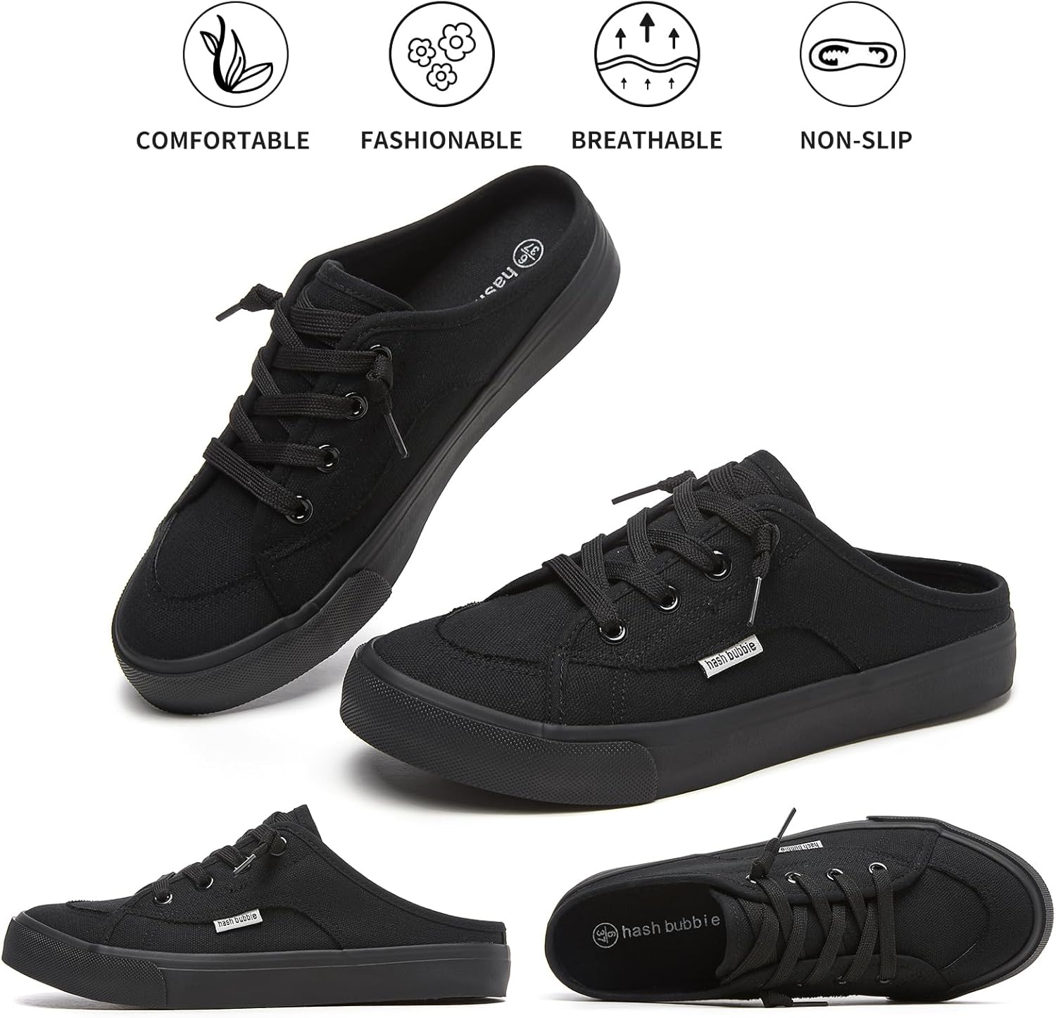 hash bubbie Women's Mules Comfortable Slip on Sneakers Tennis Shoes Summer Backless Canvas Shoes Close Toed Sandals - Image 8