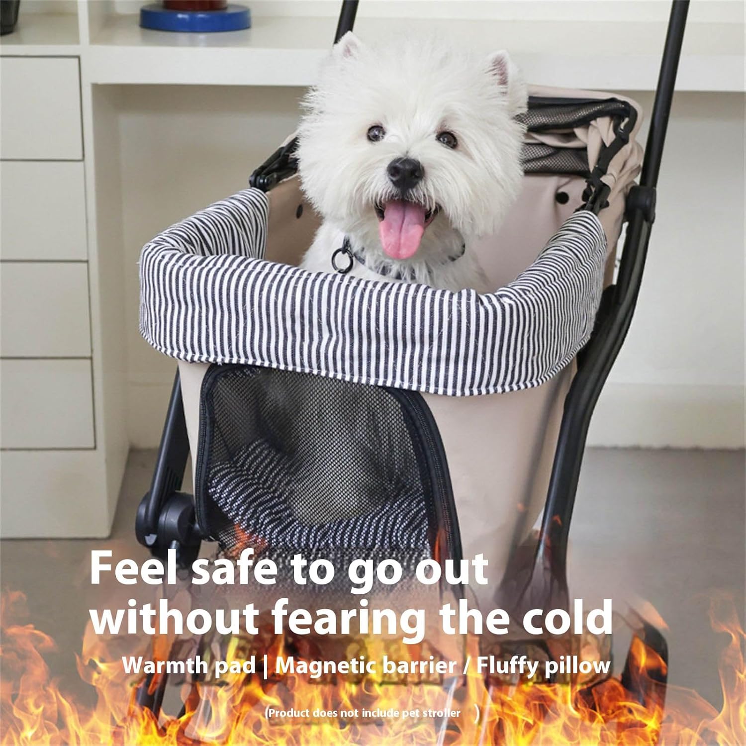 Pet Strollers Cushion Side Pad Set Easy Installation Accessory for Small Dog Cats Strollers Outdoor Use Easy to Celan