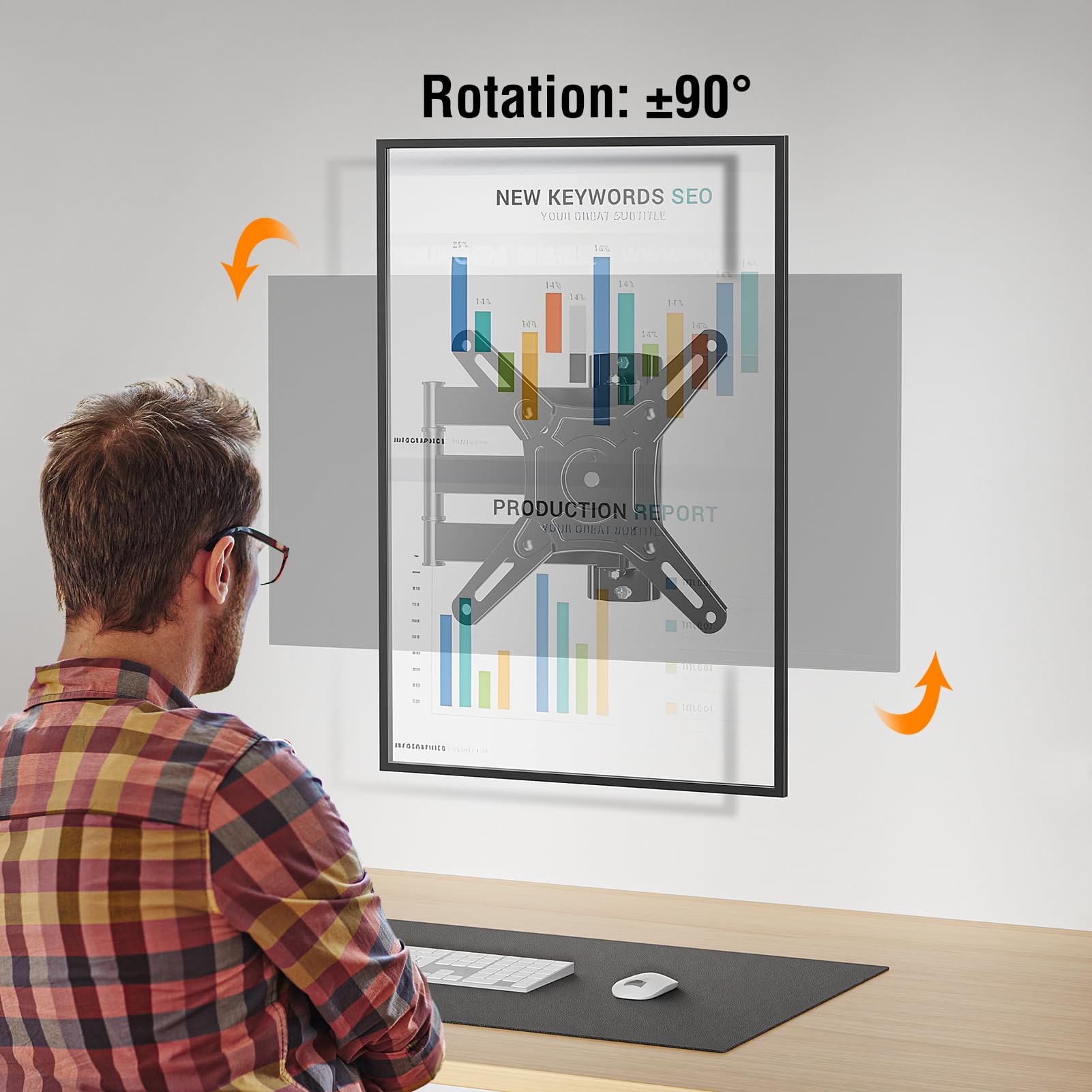ELIVED ELIVED UL Listed Full Motion TV Monitor Wall Mount for Most 14-42 Inch LED LCD Flat Screen TVs & Monitors, Swivels Tilts Extension Rotation, TV Mount Bracket Max VESA 200x200mm, up to 44 lbs. in use