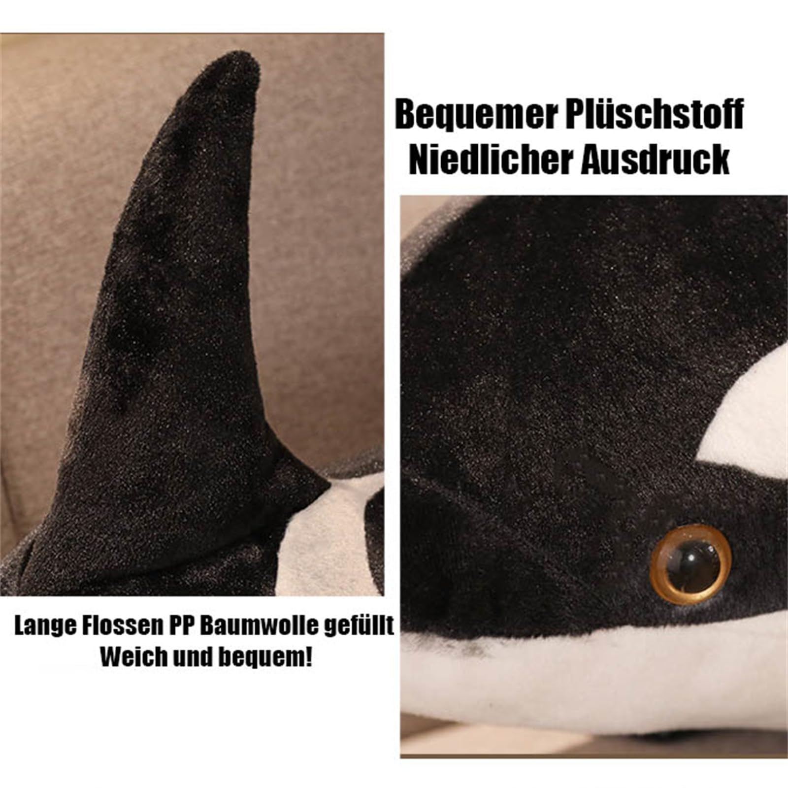 Peluche, Orca Peluche, Giocattolo Gigante Morbido Balena Assassina(50 cm)
