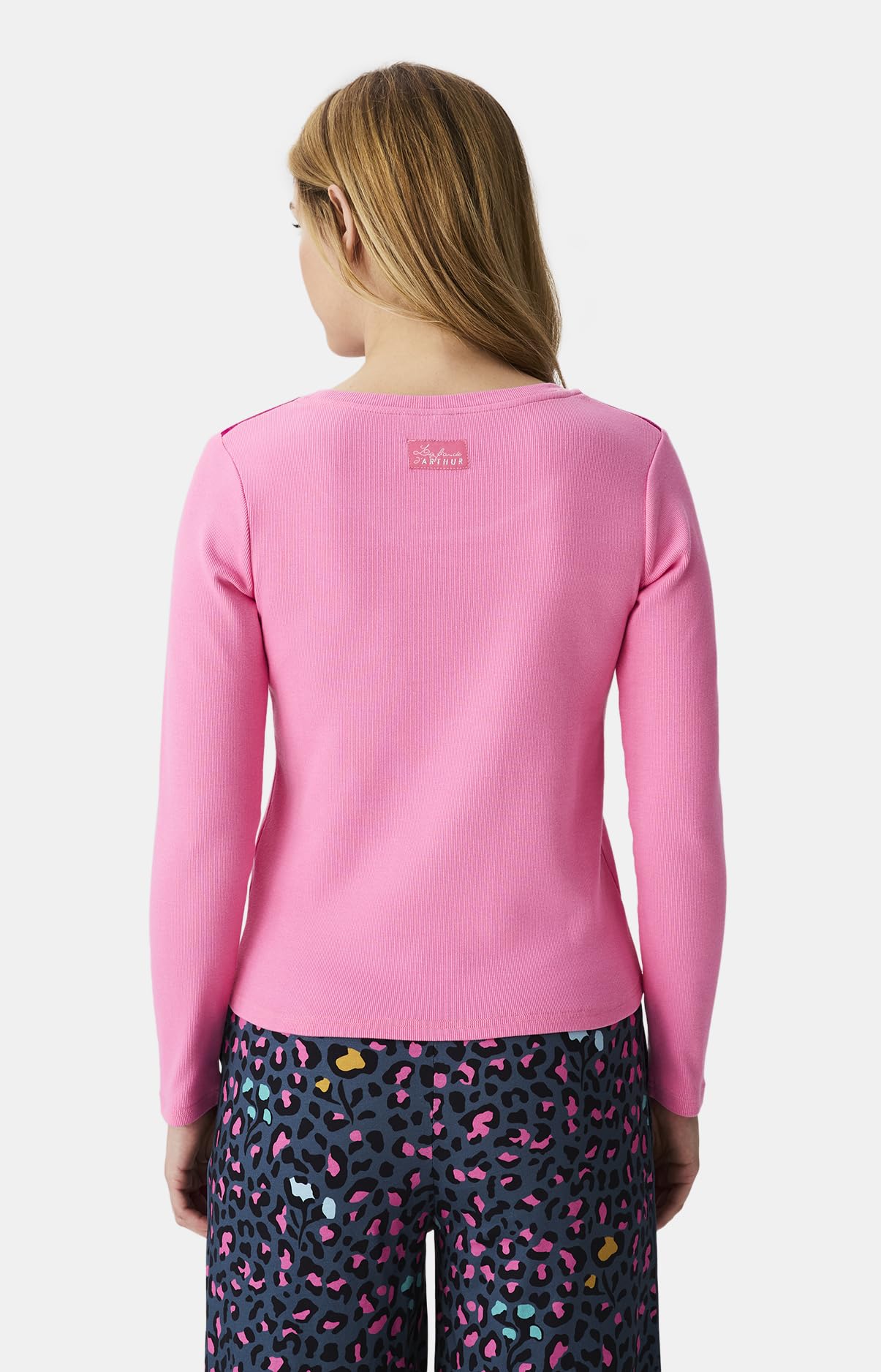 ARTHUR - Tee-Shirt Femme - Tee-Shirt Côtelé ou Haut de Pyjama Femme - Col Rond et Manches Longues - Mélange Coton