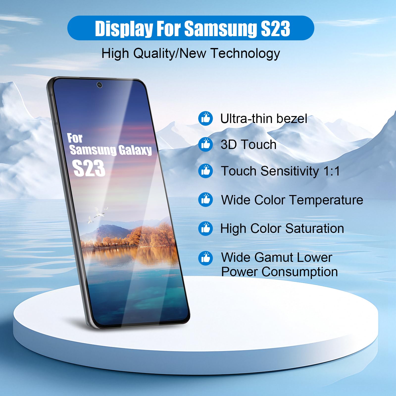DTD Schermo per Samsung Galaxy S23 5G LCD SM-S911B, SM-S911B/DS Schermo Touch di Ricambio con Strumenti (Nero con Cornice, Senza riconoscimento delle Impronte digitali)