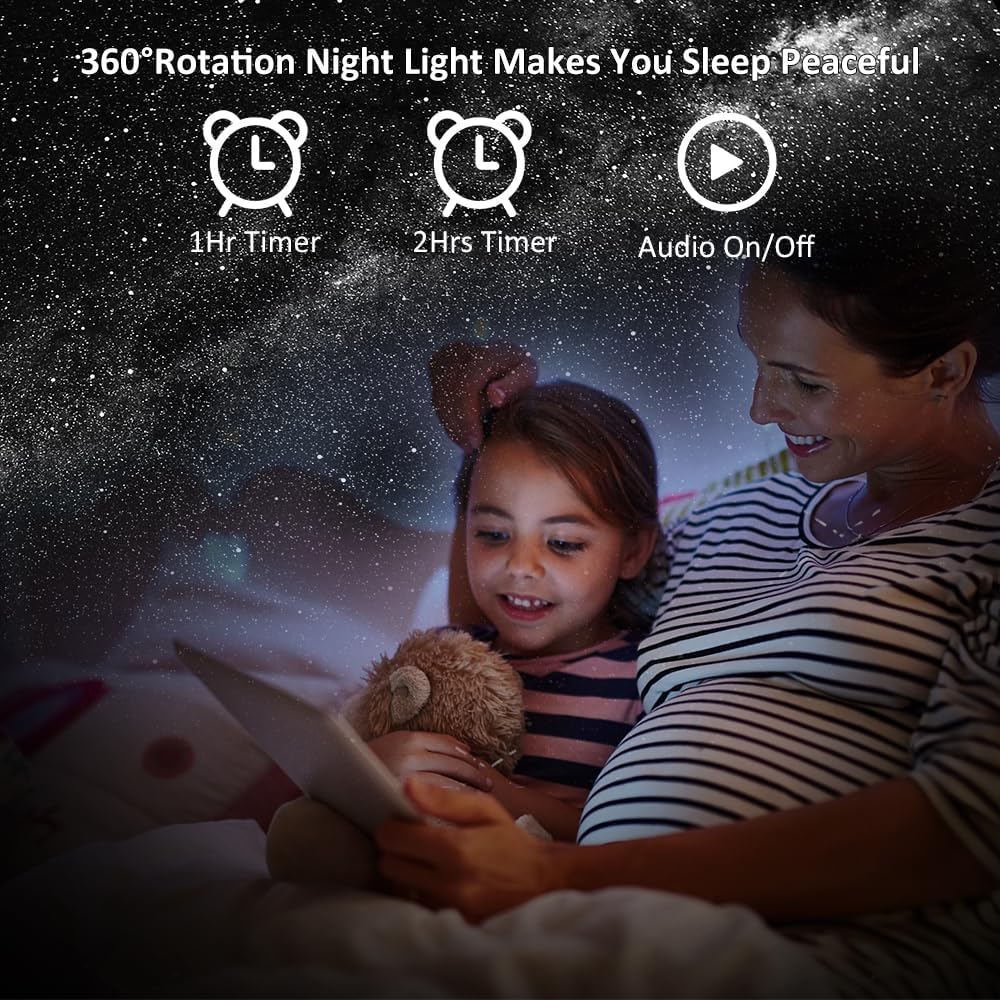 Planetarium Projector for Bedroom, Star Galaxy Light Projector with Nebula Milky Way, LED Night Light for Ceiling with Timer, Mood Lighting for Adults Kids Teens, Home Theater (Black White)