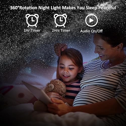 Miniatura 5 de Elec3 Proyector de estrellas, proyector de planetario para dormitorio, luz nocturna de galaxia ultra transparente con 12 discos Galaxy reemplazables