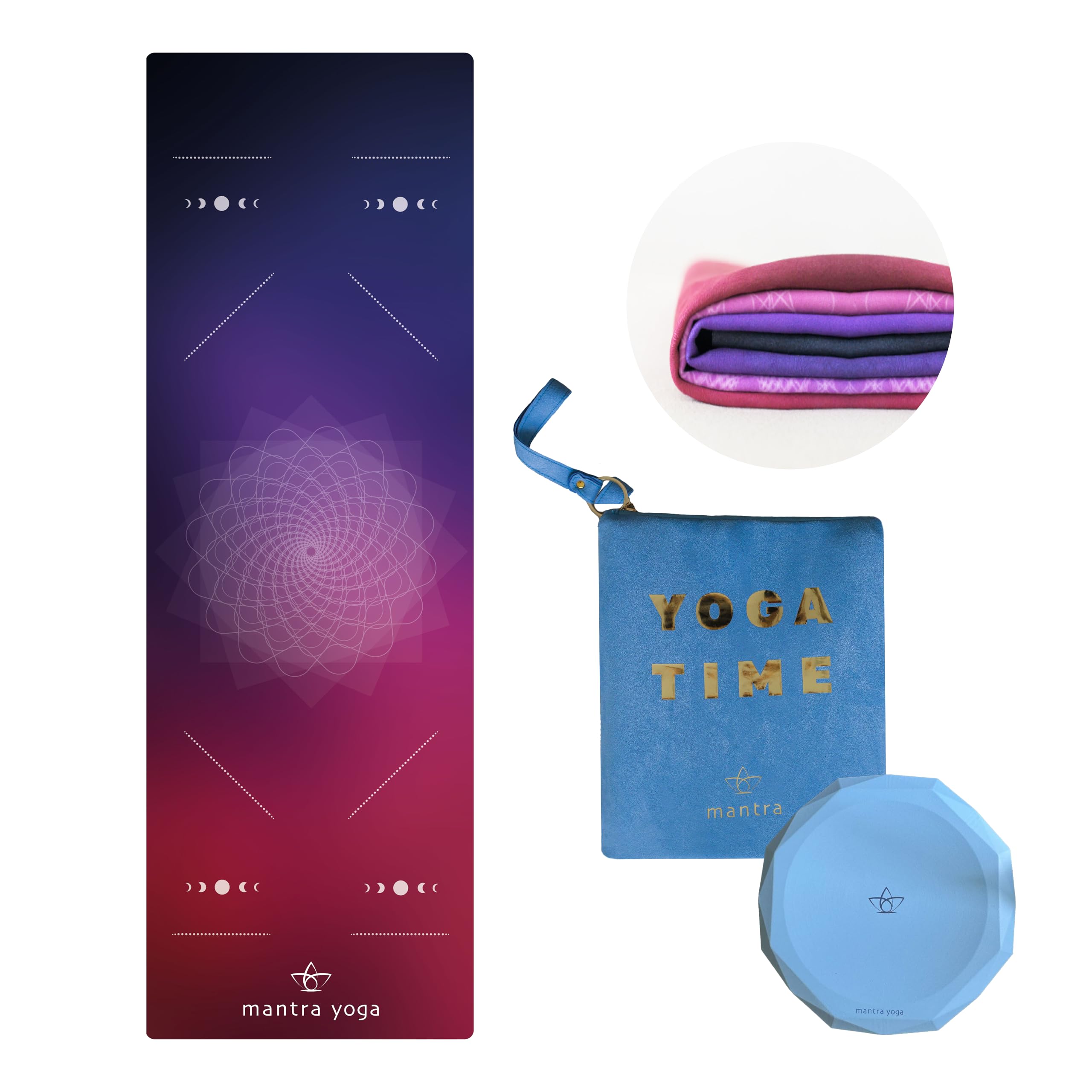 Mantra Yoga Travel PRO 1.5mm with Knee Pad - Foldable Fitness & Exercise Mat with Bag | Lightweight, Compact & Eco-Friendly | Non-Slip & Washable | For All Types of Yoga | 72" L x 24" W | 2.6 lbs