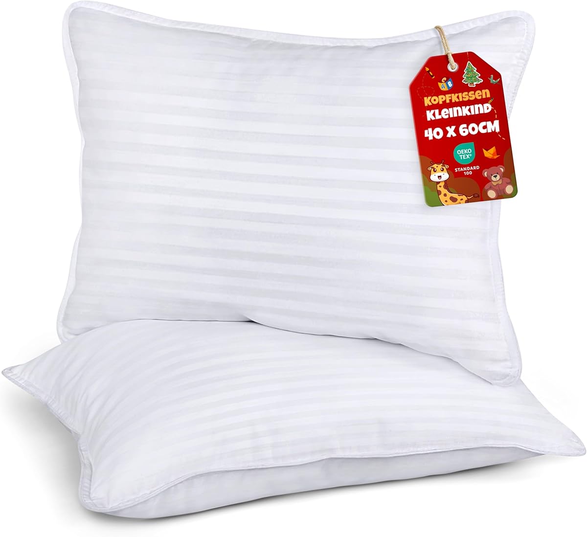 Utopia Bedding Kopfkissen Kleinkind 40 x 60 cm, 2er Set Kinderkopfkissen, Atmungsaktiv Polybaumwolle Gewebe, Kinderkissen zum Schlafen, Kissen für Kleinkinder, Für Kinder ab 2 Jahren (Weiß)