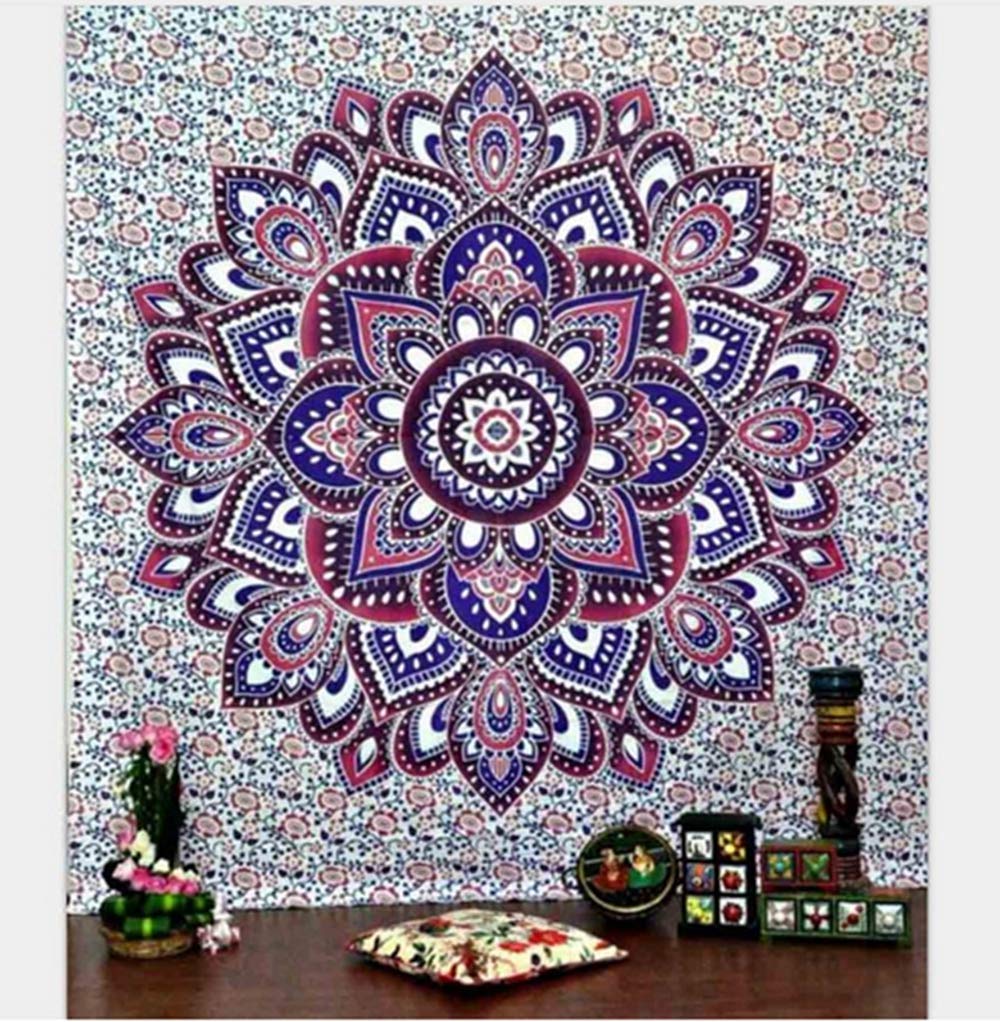 Dadaaa Colors May Vary Mandala Wall Hanging Tapestry Bohemian Dorm Decor Indian Beach Throw Wall Art Room Decor (150X130cm, Flower)