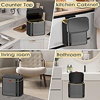 Vista 5 de GloDeals Basurero de cocina para encimera o debajo del fregadero, cubo de compost pequeño de acero inoxidable de 1.05 galones, contenedor