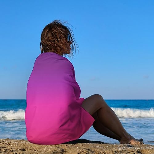 Miniatura 4 de Nosarte Toalla de playa con diseño degradado morado y rosa, 31 x 51 pulgadas, toallas de playa de microfibra de secado rápido y sin arena para