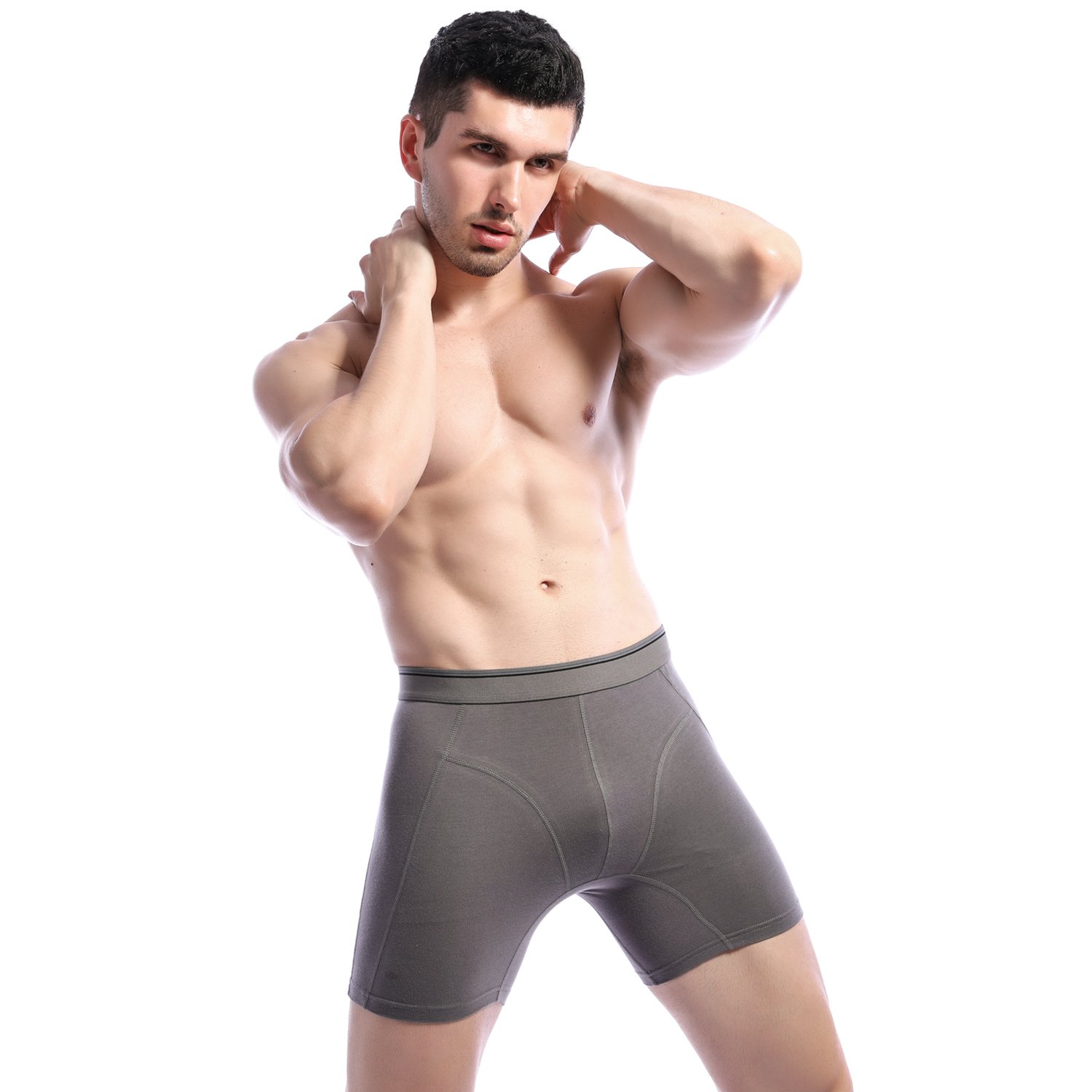 Nuofengkudu Sin Costuras Largos Calzoncillos Hombre Boxer Antirozaduras Suave Comodos Elastico Absorbente Running Sport Underwear