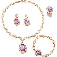 Womens Luxury Africa Dubai 18k Gold Plated Jewelry Sets Wedding Rhinestone Crystal Bib Statement Necklace Earrings Set for Brides Party Prom