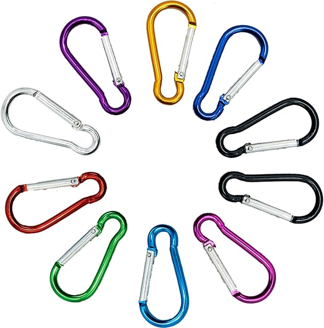 SZXMDKH 10 Pcs Carabiner Clip, 46mm/1.6inch Multicolor Locking Key Chain Clips for Camping Traveling Hiking Keychains Keyring Outdoor