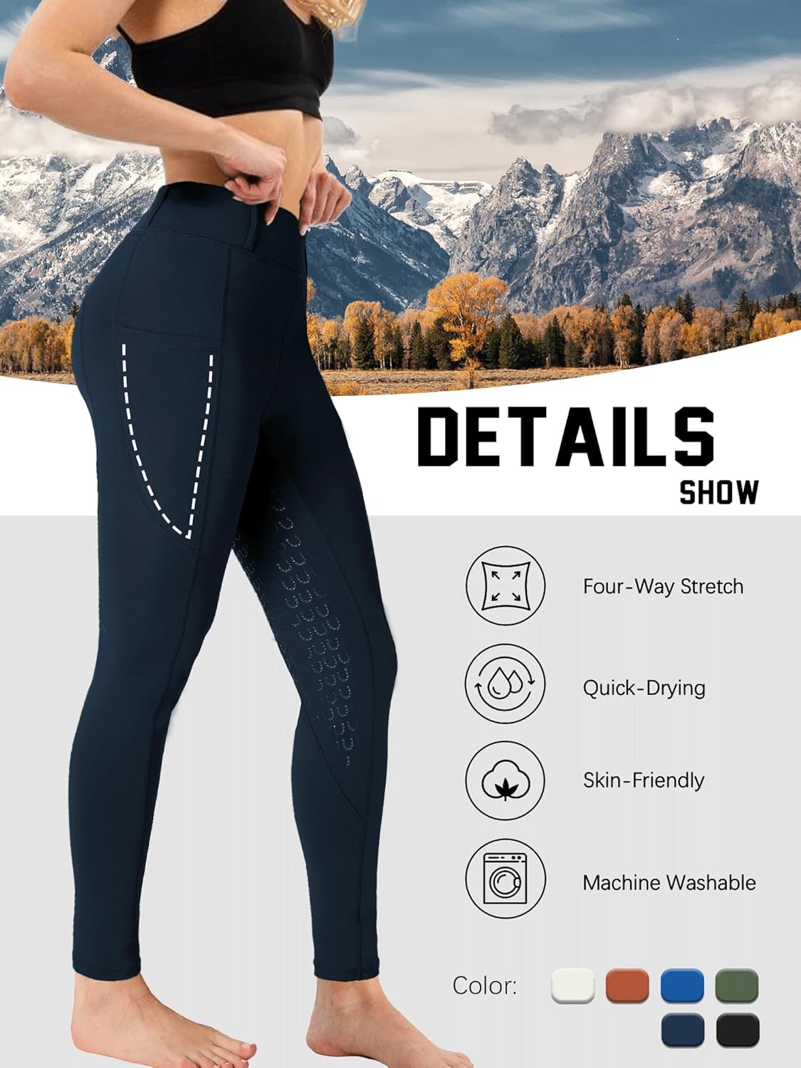 Women's Horse Riding Pants Active Silicon Grip Full Seat Breeches for Women Equestrian Pants - Image 5
