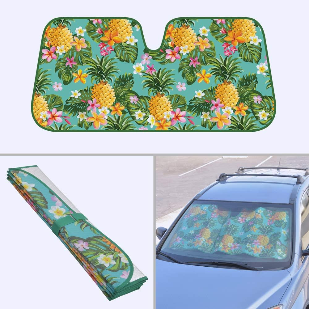 BDK Pineapple Auto Windwhield & Side Sun Shades for Car Auto (Sedan Truck SUV Van) - Accordion Style