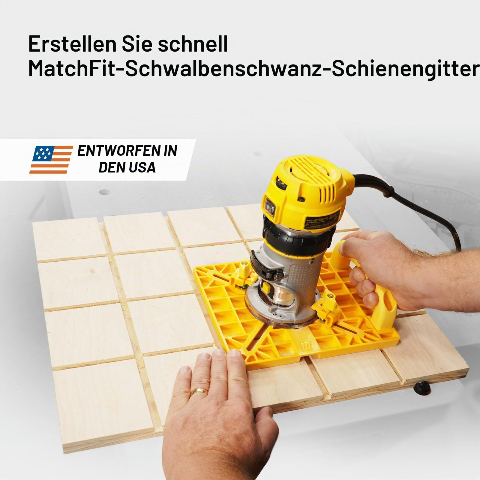 MICROJIG MatchFit Grid Routing Guide - Präzisionswerkzeug für Schwalbenschwanz-Klemmschienen, einfache Einrichtung, selbstindexierendes Design, kompatibel mit Oberfräsen | Komplett-Set für 1/4