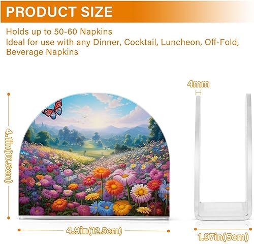 Miniatura 3 de Napkin Holder Spring Flowers Butterflies Napkin Holders for Tables, Clear Acrylic Napkin Holders Cocktail Napkin Holder for Kitchen Restaurant Bar