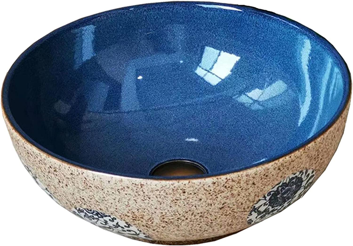 WOTZOV Ceramic Bathroom Sink Bathrooms Basin 16 Inch Bathroom Vessel Sink Bathroom Vessel Vanity Sink Round Above Counter Ceramic Countertop Sink For Cabinet Lavatory Vanity Bat