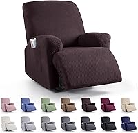 Vista 40 de KinCam Fundas para Reclinables, Fundas Elásticas para Sillas Reclinables, Fundas para Sofá Reclinable con Diseño de Rayas Jacquard, Fundas