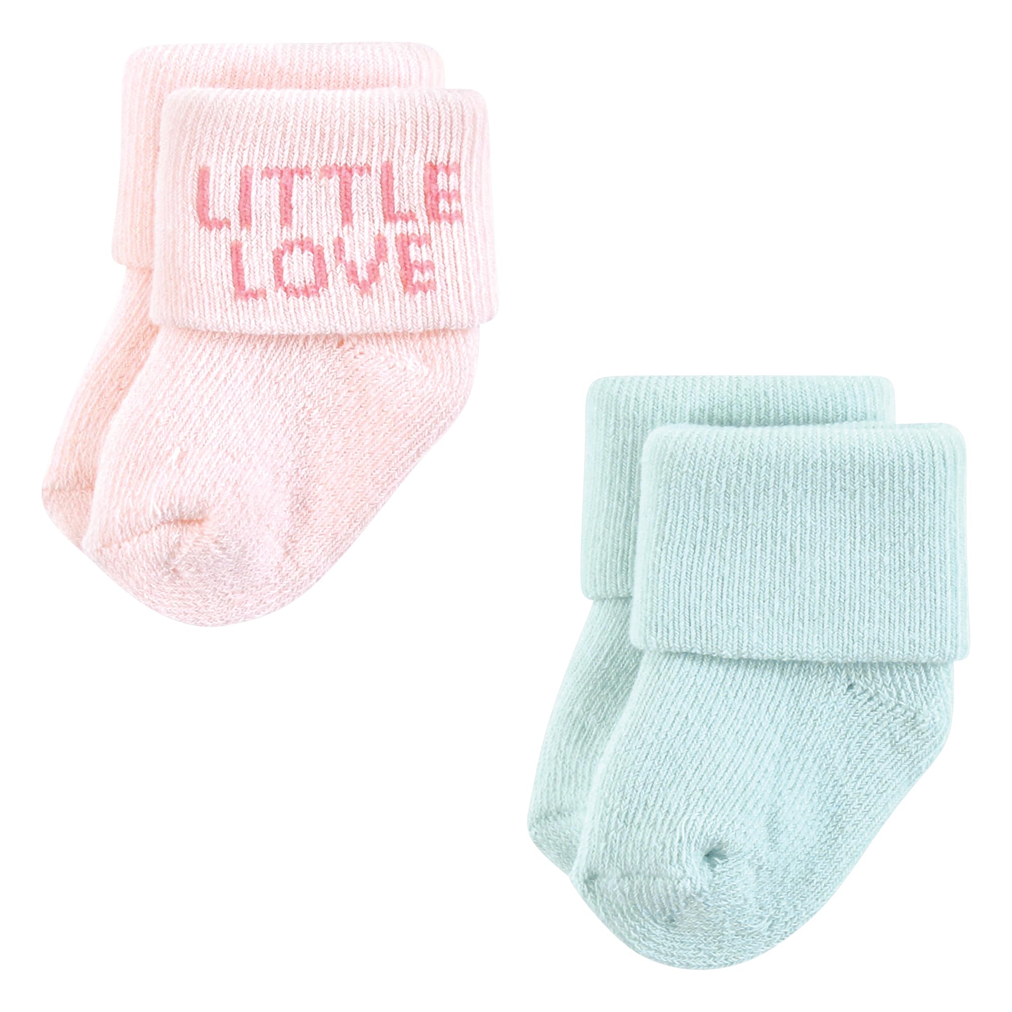 Hudson baby Baby-Mädchen Infant Girl Cotton Rich Newborn and Terry, Little Love, 0-6 Months Lässige Socken, Rosa, Monate