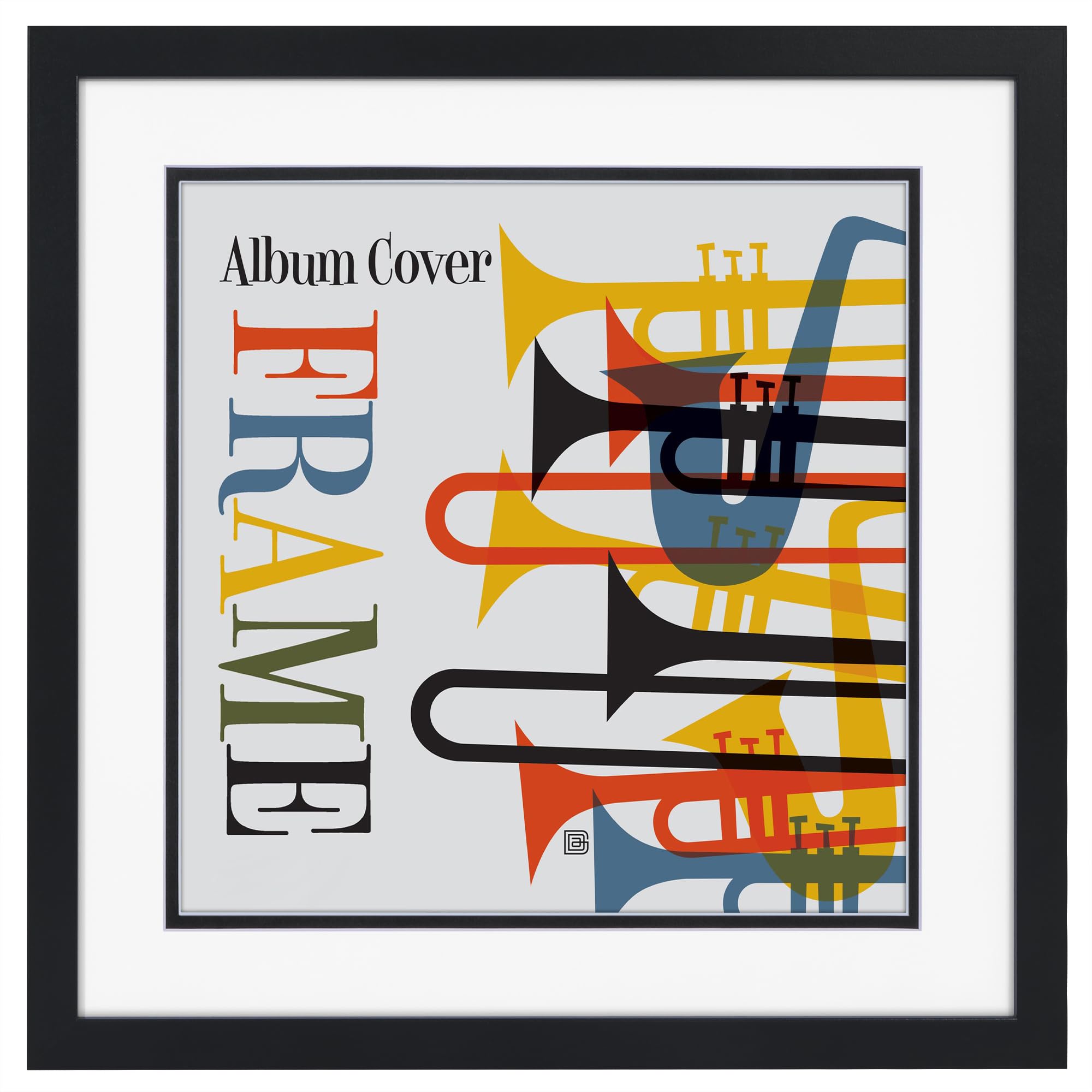 Americanflat 15x15 Record Album Frame in Black - Use as 12.5x12.5 Album Cover Frame with Mat - Square Frame with Engineered Wood Molding, Shatter-Resistant Glass Cover and Hanging Hardware