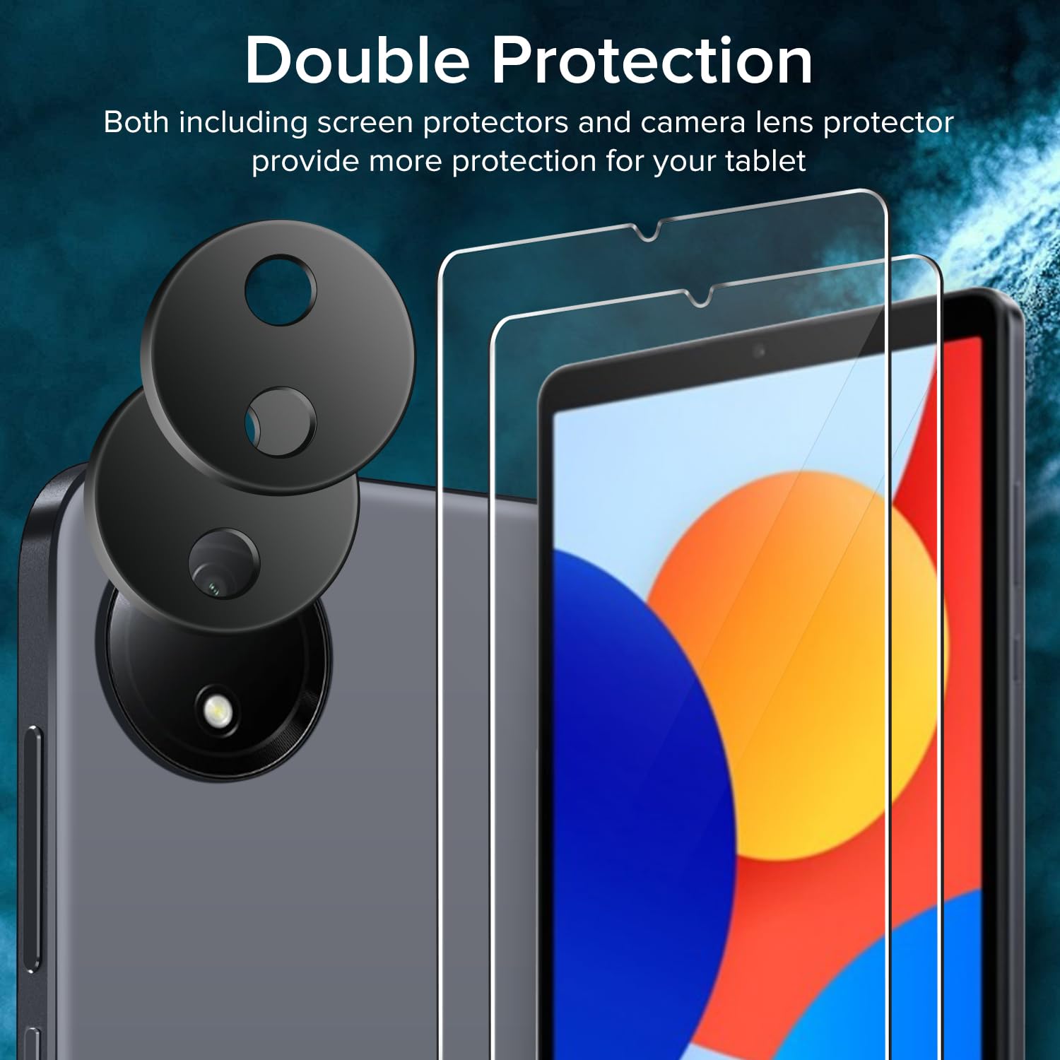 ivoler 2 Pack Screen Protector dla Xiaomi Redmi Pad SE 8,7 cala (WiFi / 4G) (nie dla Redmi Pad SE 11 cali), z 2 Pack Camera Protective Glass, twardość 9H, odporność na zarysowania, antypoślizgowość