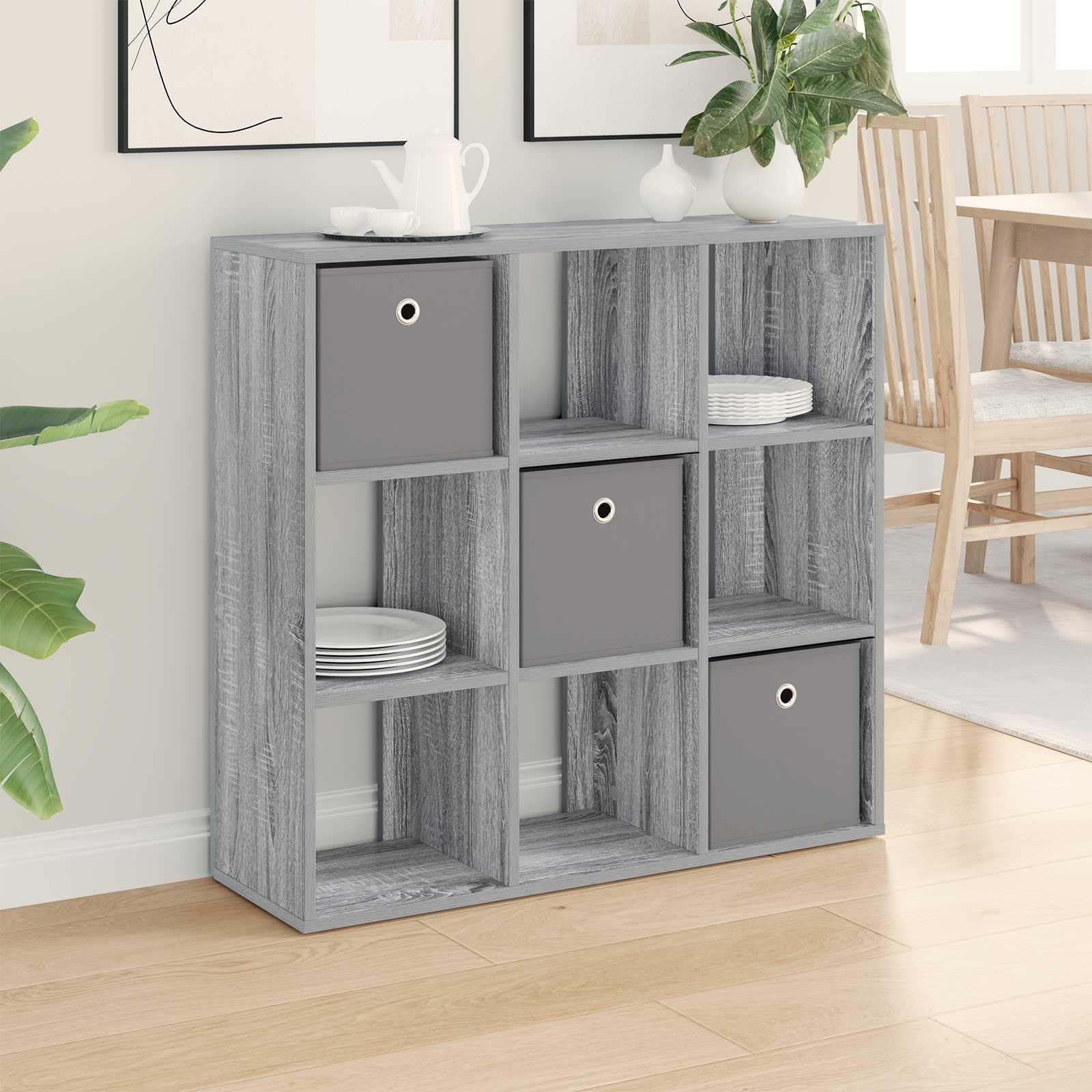 Aparador gris Sonoma de 88,5 cm con cajones para salones modernos