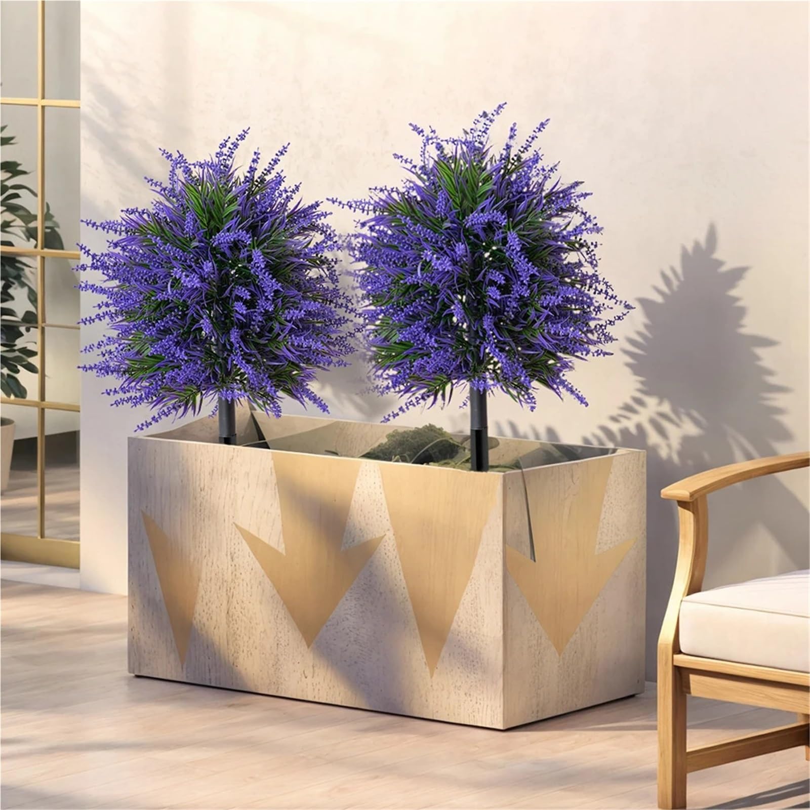 Plantas Artificiales Árboles topiarios Artificiales de boj y Lavanda for Exteriores con estaca