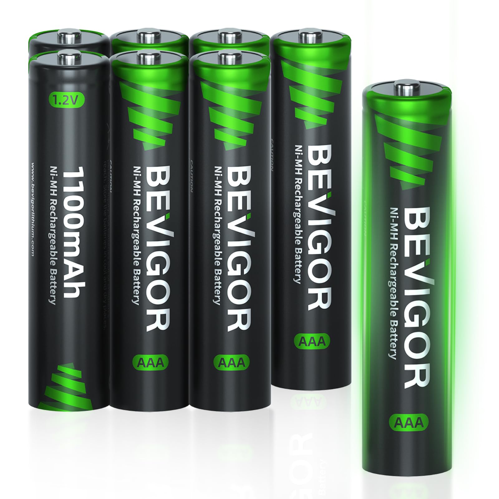 BEVIGOR Rechargeable AAA Batteries, 1100 mAh High Capacity, LSD Low Self Discharge Technology, 1.2V NiMH AAA Batteries Rechargeable, Long-Lasting Triple A Batteries, 8 Count
