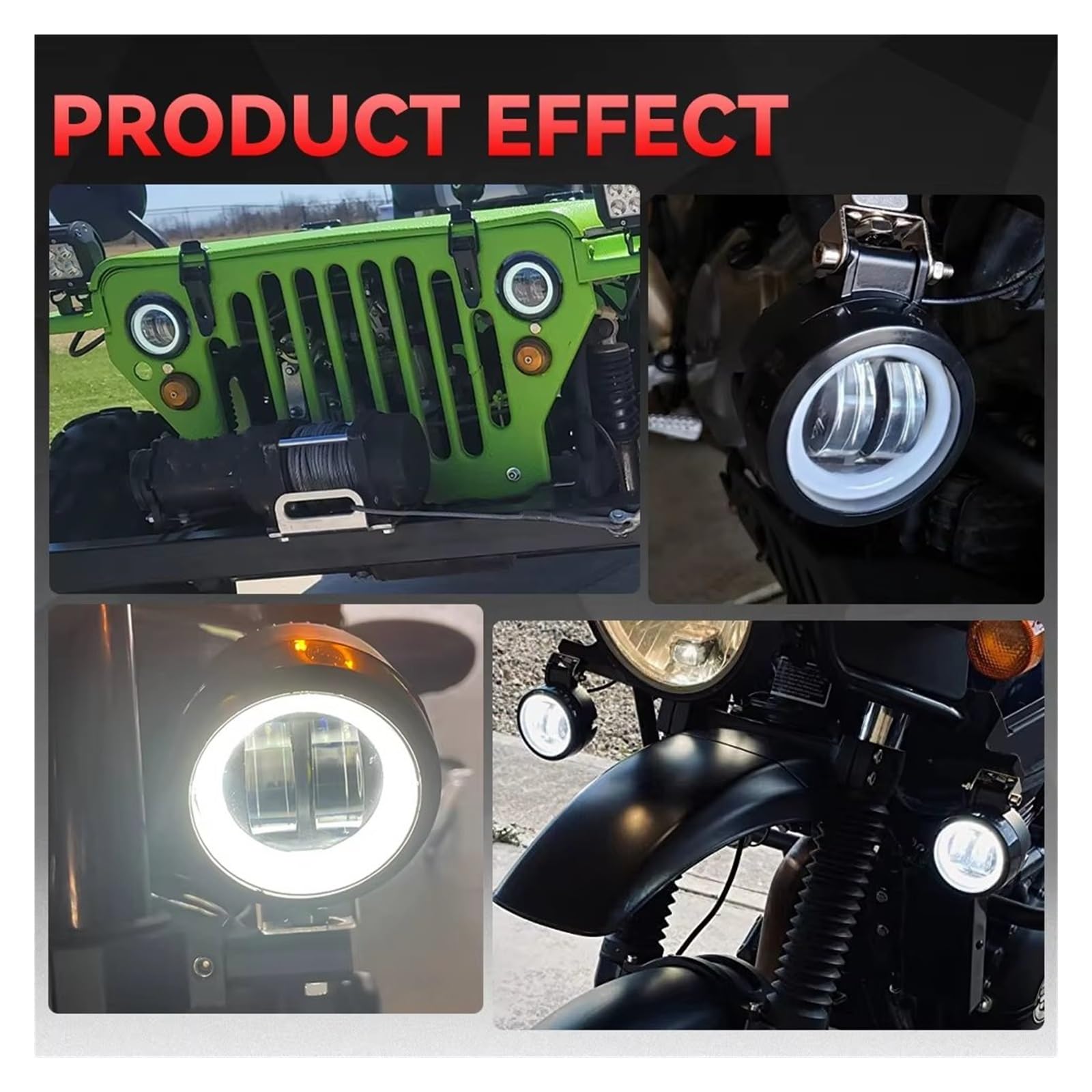 Generico Faro anteriore 3 POLLICI 20 W LED Angel EyeWork Light Bar Spot Lampada Offroad Car Boat Truck SUV Pickup 12 V 24 V Driving Fendinebbia Faro Fari Anteriori Auto(2x ROUND WHITE RED)