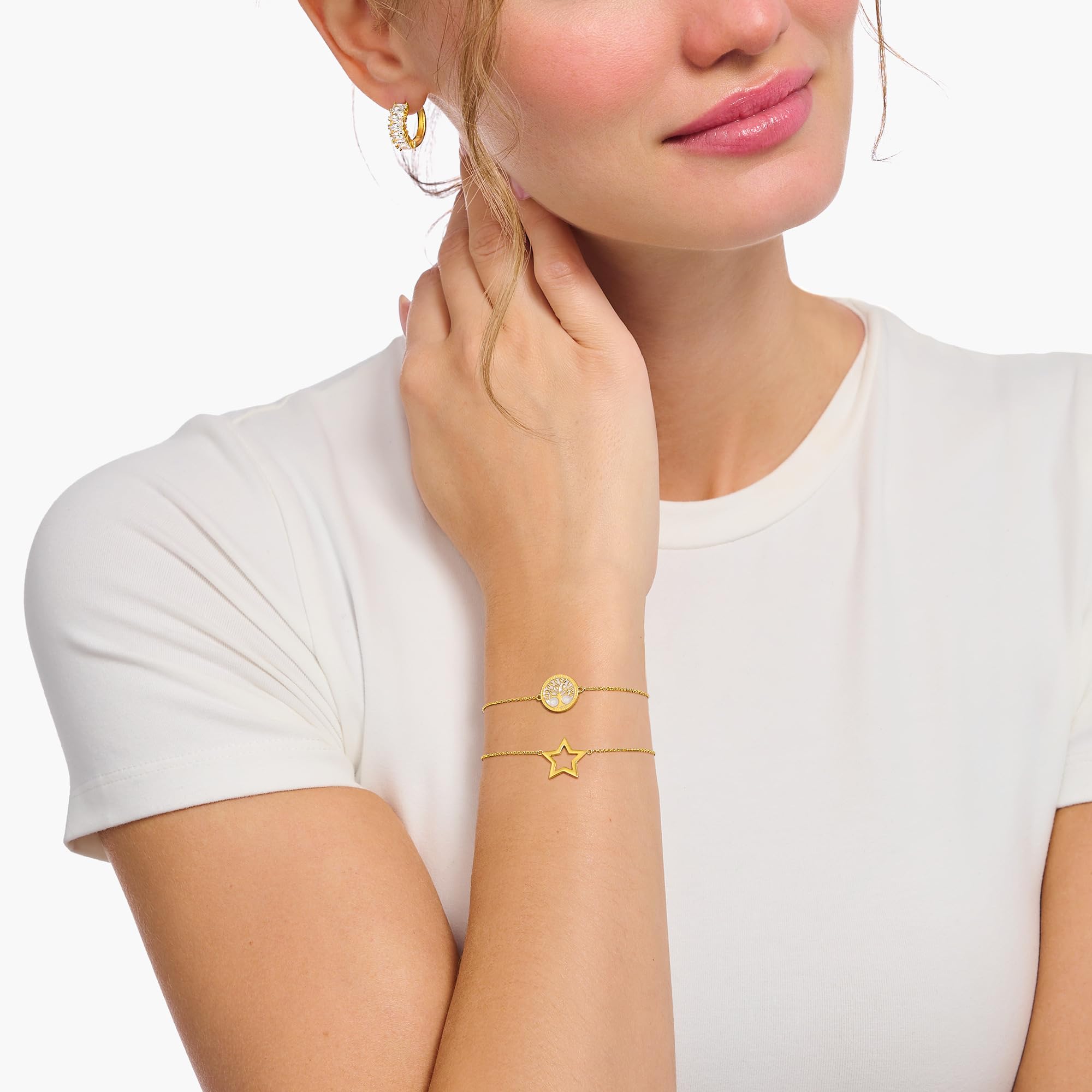 Thomas Sabo A2162-413-39 Pulsera con colgante de estrella chapada en oro, Eine Grösse, Plata de ley, Sin gema, Eine Grösse, Plata de ley, No es una piedra preciosa