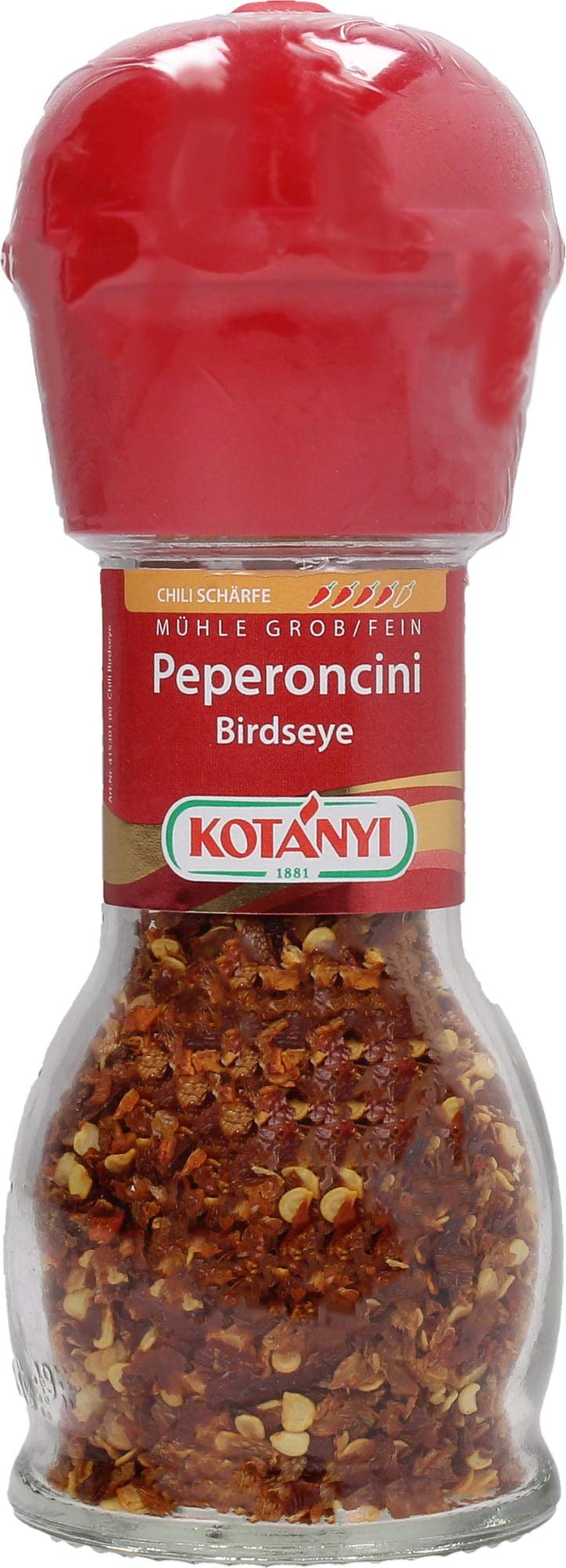 Kotanyi Peperoncini Birdseye Mühle 4er Pack - Super scharfes Paprika-Pepper für Küche und Grillen -iTasty und(GLS)-nutri