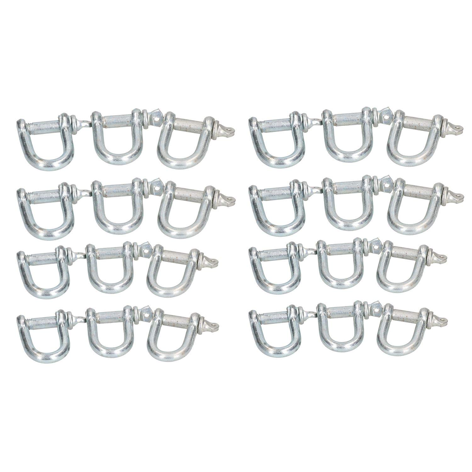 12mm D Shackles Dee Link Towing Rigging Pin Loop Galvanised Steel 24 Pack
