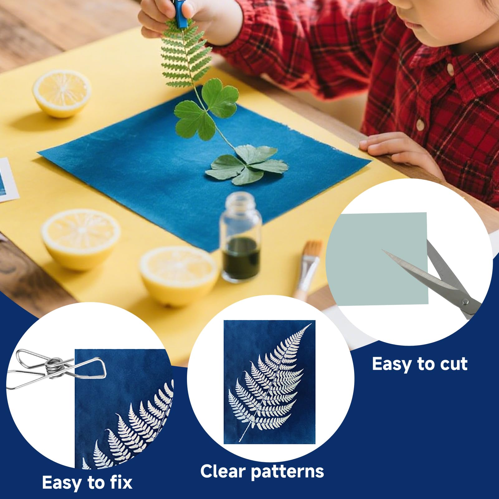 Kit A5 Papier Cyanotype 32 Feuilles + Accessoires - Impression Solaire DIY Pour Enfants Et Adultes