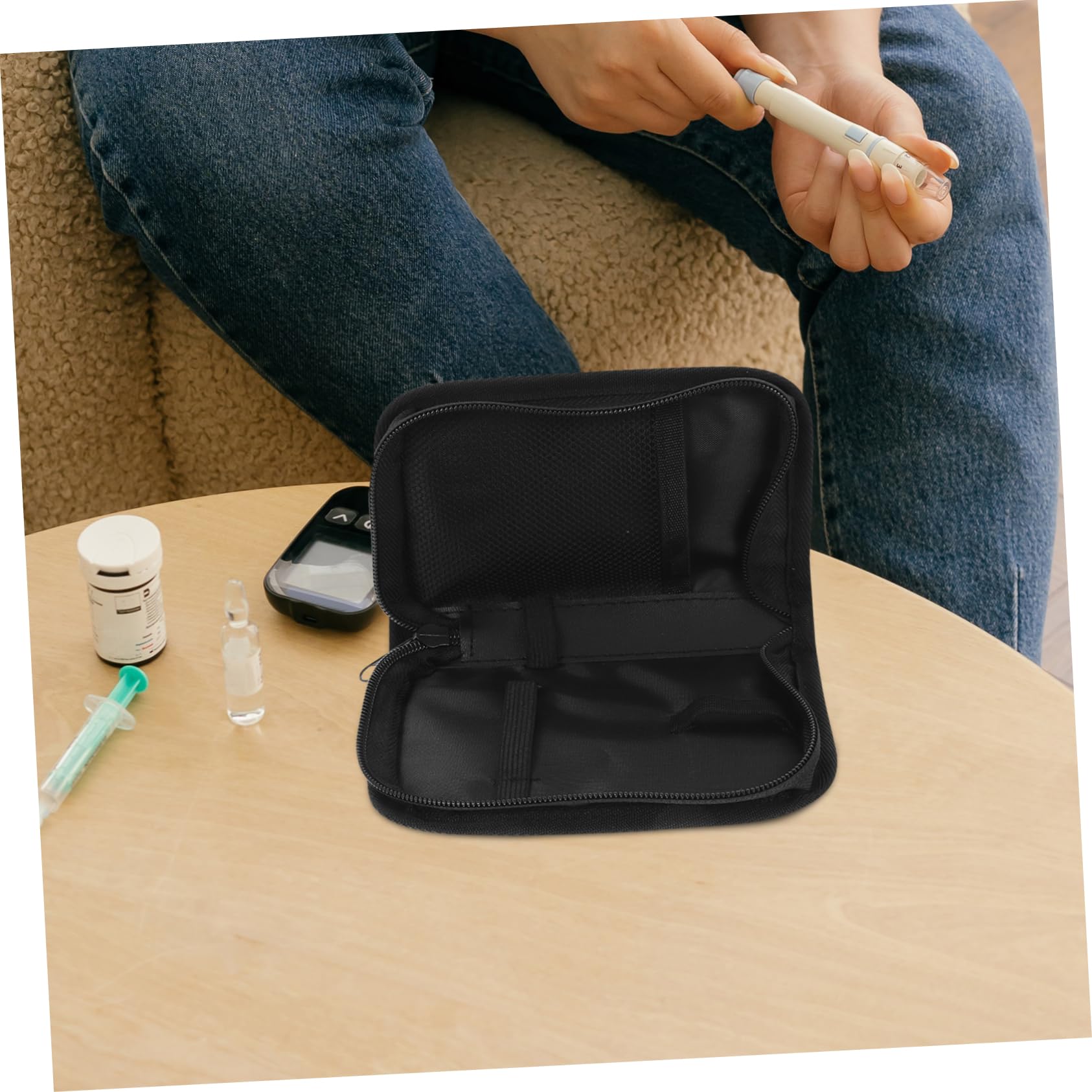 Healeved Bolsa Portátil Para Monitor De Glucosa Estuche De Almacenamiento Para Diabéticos Con Cremallera Compacta Resistente 5.9X3.5X3.54 Pulgadas Ideal Para Uso Diario Y Viajes