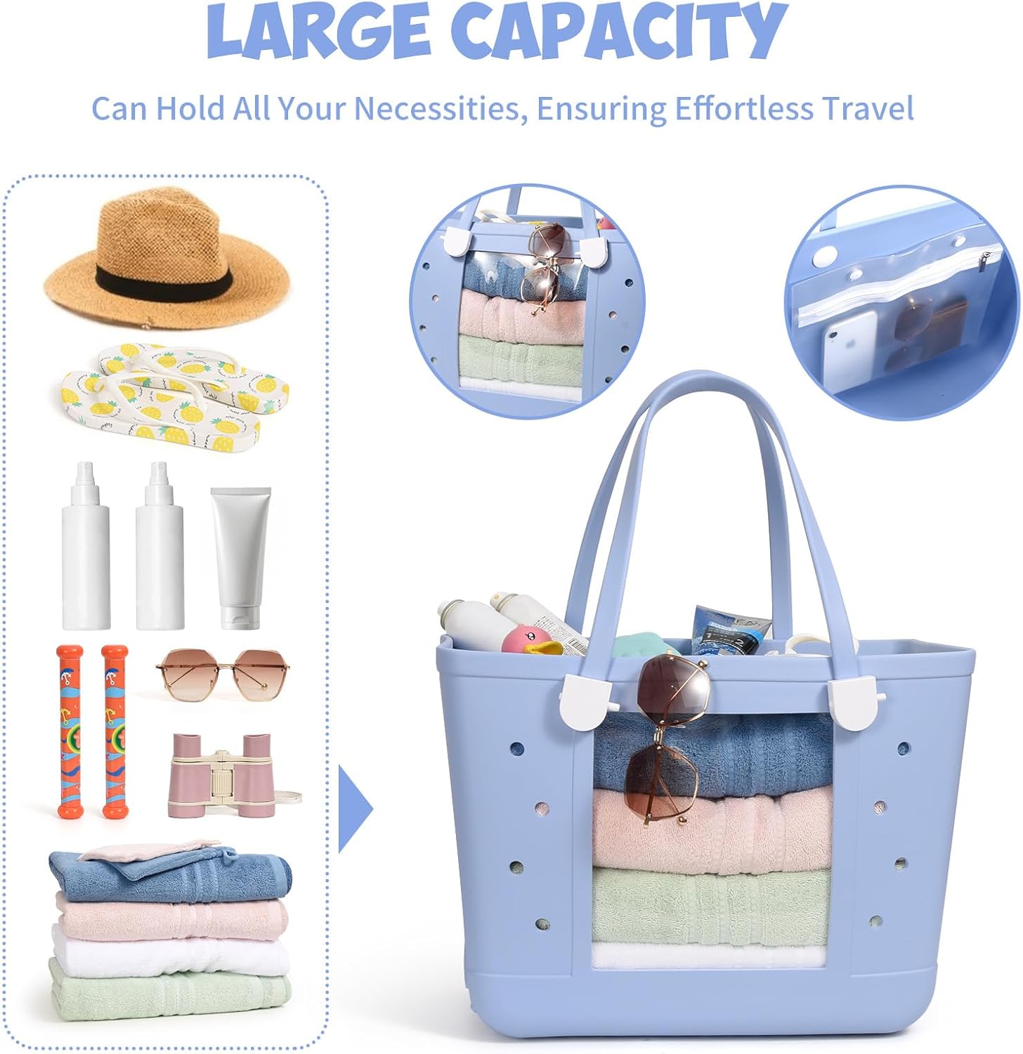 Small Rubber Beach Bags for Kids, Waterproof Sandproof Rubber Tote Bags Pool Bag for Travel, Boat, Sport - Image 6