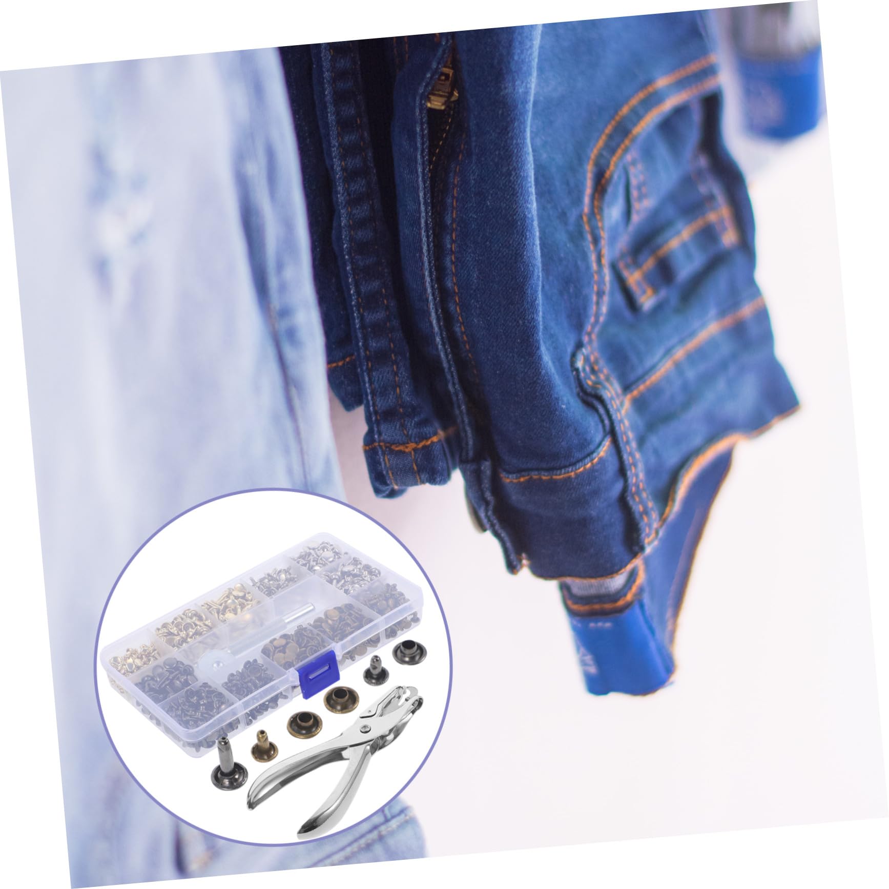 TEHAUX 480 Sätze Teiliges Nieten mit Werkzeug für DIY Bastelarbeiten Leder Rivets für Taschen Kleidung Hüte Jeans und Mehr Lochwerkzeug für Einfache Installation