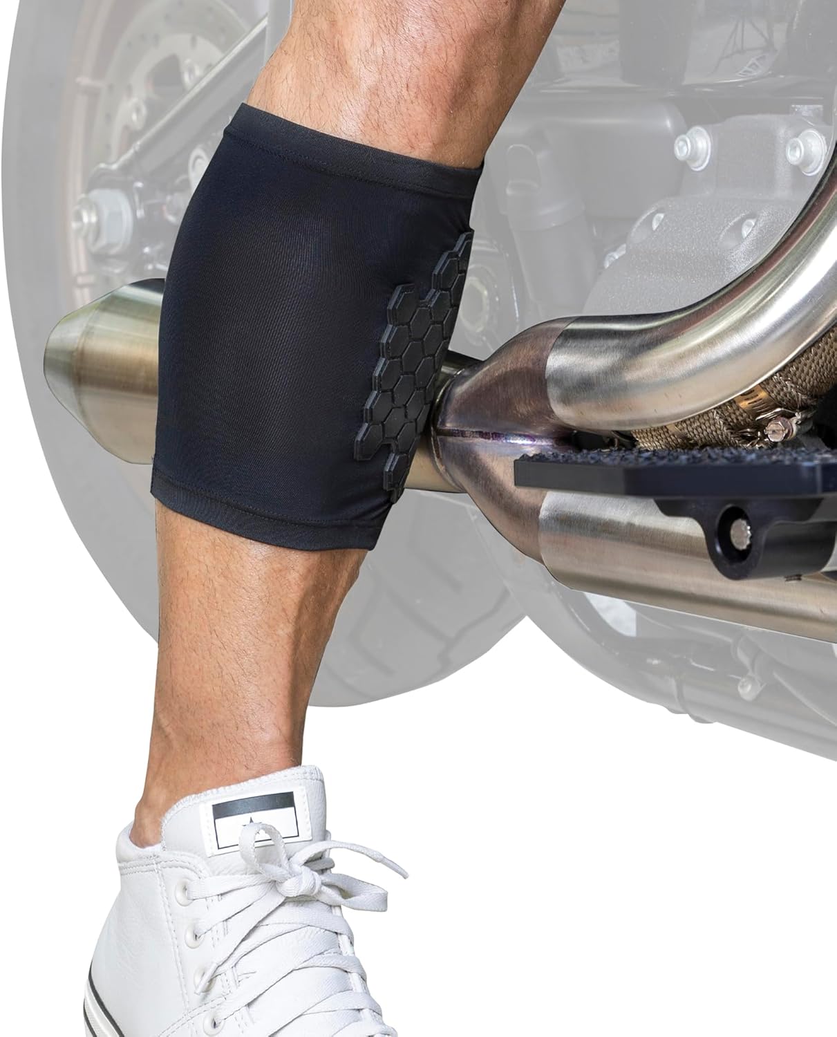 BurnJacket Max Motorcycle Exhaust Pipe Burn Protective Sleeve Leg Guard with Triple Layer Protection, Fits 12.5 - 16 Inch Calf - Heat Shield for Legs - Calf Guard - Premium Motorcycle Accessories