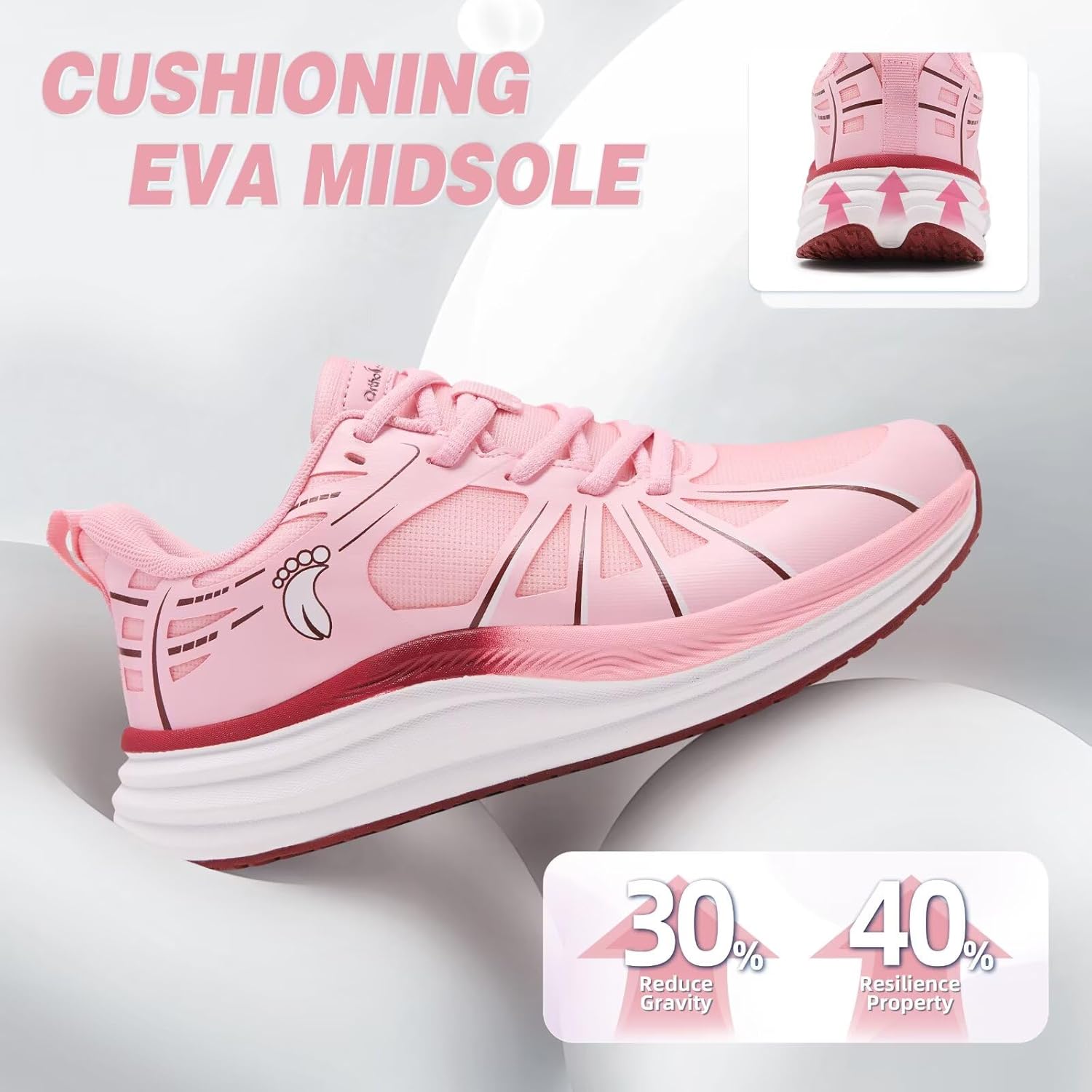 Women's Orthopedic Road Running Shoes: Comfortable Arch Support Plantar Fasciitis Orthotic Athletic Sports Sneakers, Casual Flat Feet High Arch Tennis Work Walking Shoes for Foot Heel and Pain Relief - Image 5