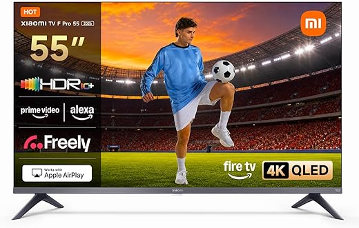 XIAOMI TV F Pro 55, 55 Inch (140 cm), 4K UHD QLED, Smart TV, Fire TV, HDR10+, Game Boost mode 120Hz, MEMC, Alexa Voice Control, 2GB+32GB, Works with Apple AirPlay