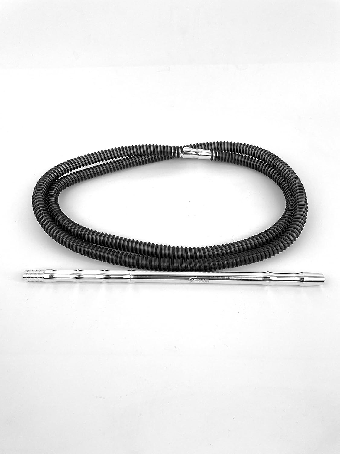 Thunder Slim Hookah Hose Aluminum Handle 7'- Silver Black