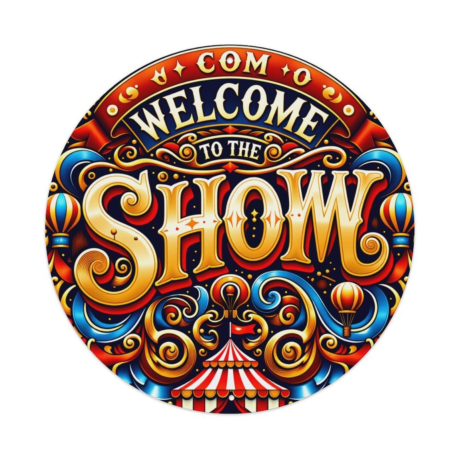Circus Tent Balloons Swirls Stars Metal Tin Sign Vintage Garden Bedroom Cafe Bar Man Cave Home Wall Decor Metal Poster 8x8 inches