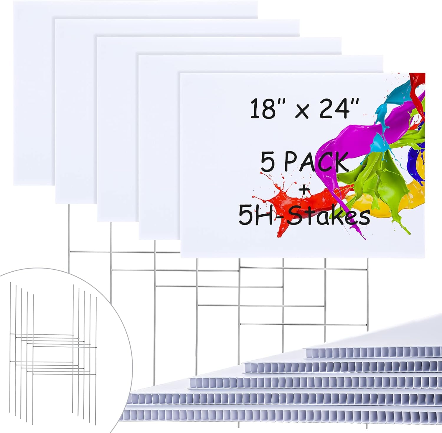 Blank Yard Sign White Plastic Yard Lawn Sign Corrugated